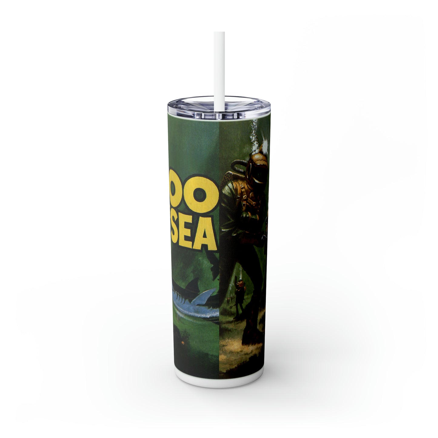 20,000 Leagues Under The Sea Skinny Tumbler 20 oz, Hollywood Movie Gift For Dad, Outdoors Stainless Steel Drinkware With Straw And Lid, Useful Gift For Sci Fi Lovers, Travel Accessory For Drinking Hot Cold Drinks