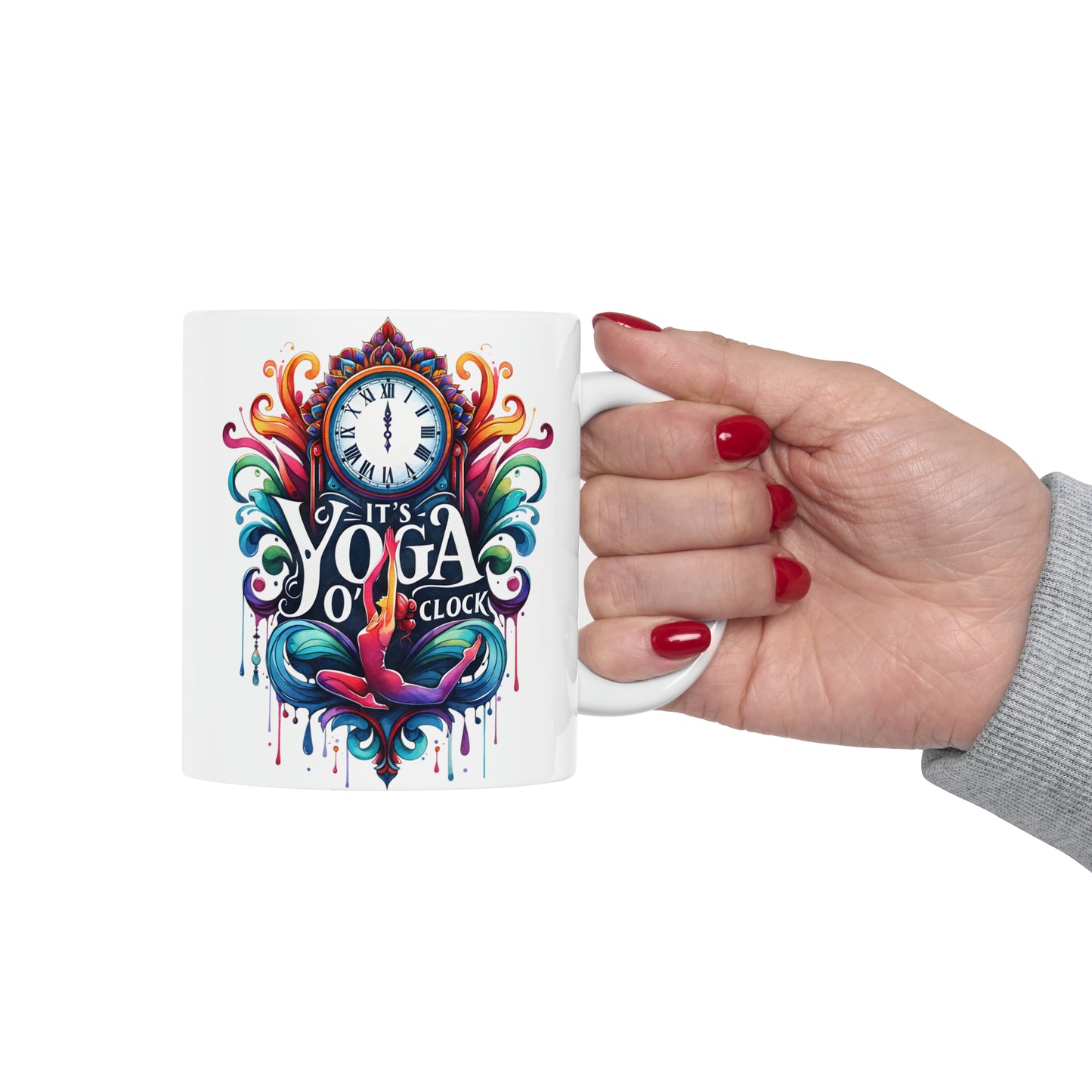 Yoga Coffee Mug, Namaste Ceramic Mug 11oz, Meditation Gifts For Her, Paladis Gift For Mom, Its Yoga Oclock