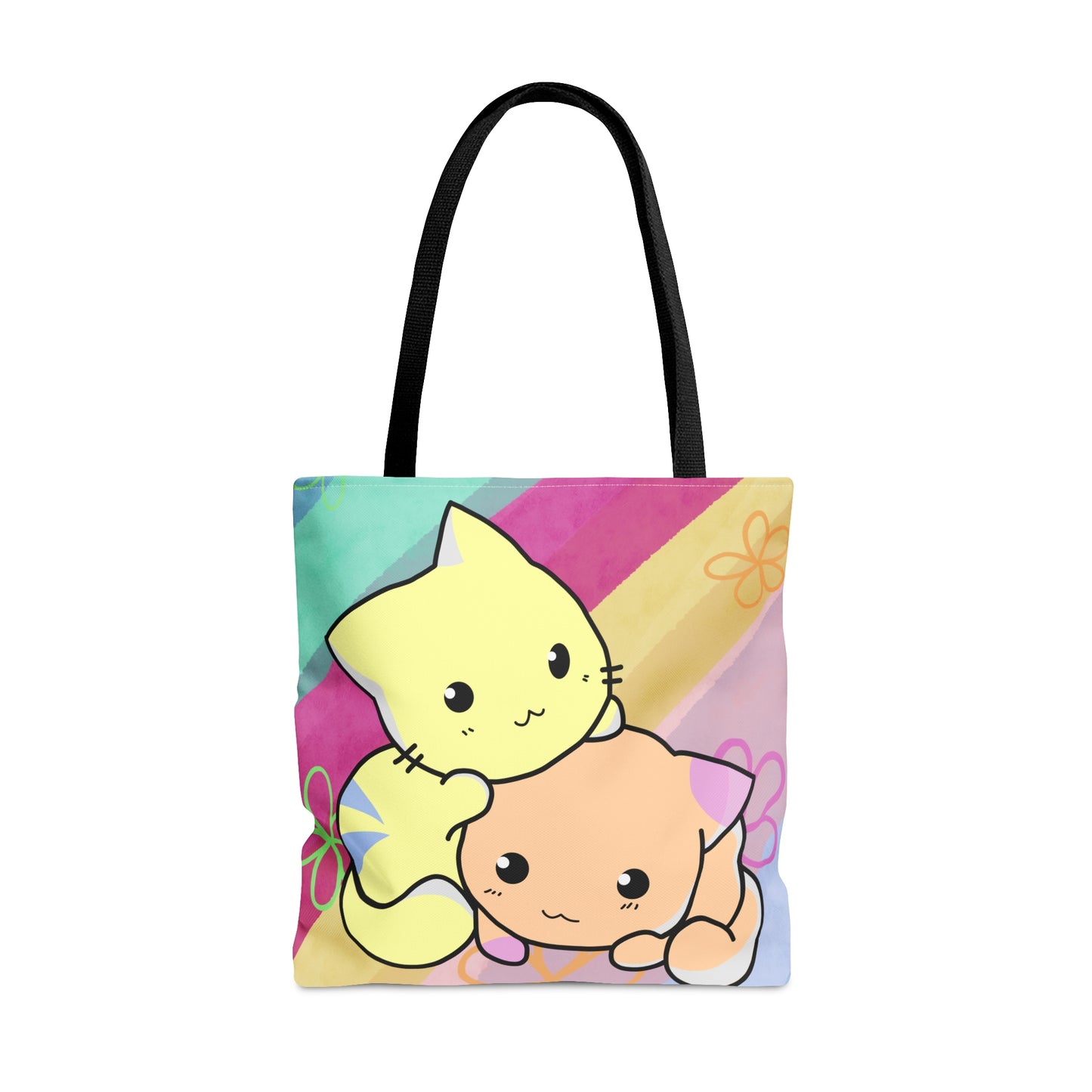 2 Cats Tote Bag - Rainbow Pattern Design For Women