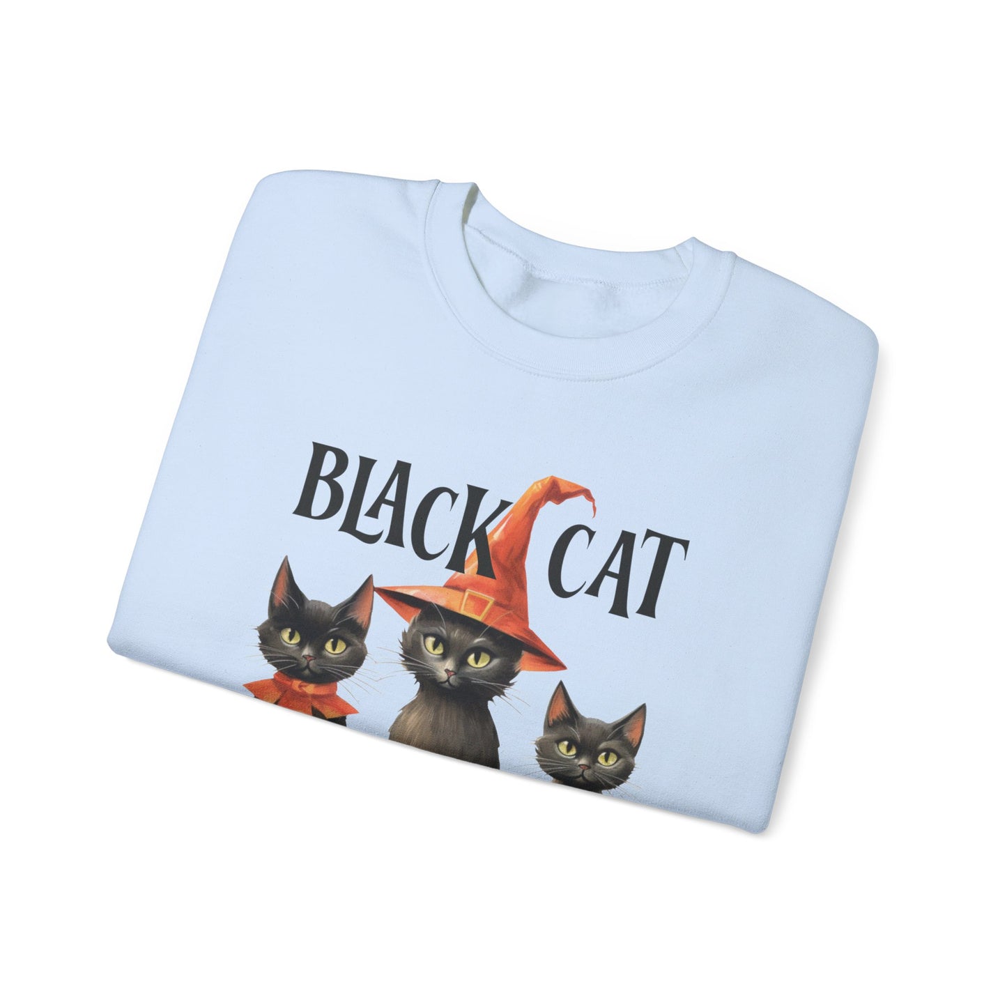 Cat Sweatshirt Halloween Graphic Pullover Sweater | Retro Gifts For Mom Cat Gift For Cat Lovers | Black Cat Society