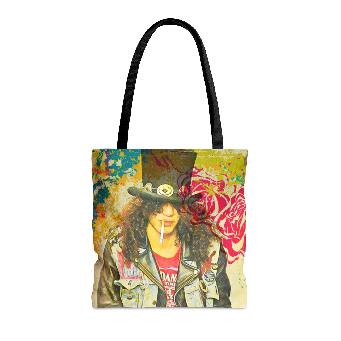 80s Rock Band Tote Bag - Gold Honeycomb In Black Design For Women