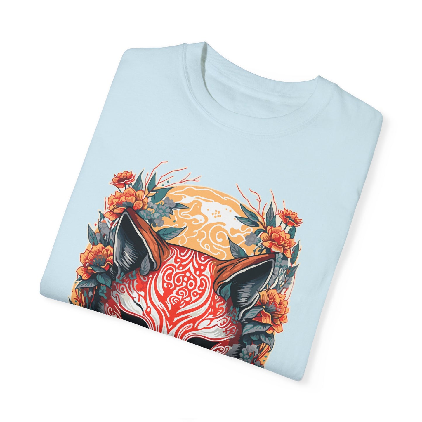 Japanese Kitsune Mask Comfort Colors Tshirt | Mens T-Shirt Graphic Tees Men Shirt Casual | Comfy Loose Fit Summer Clothes | Cotton Street Wear Clothing College Fashion