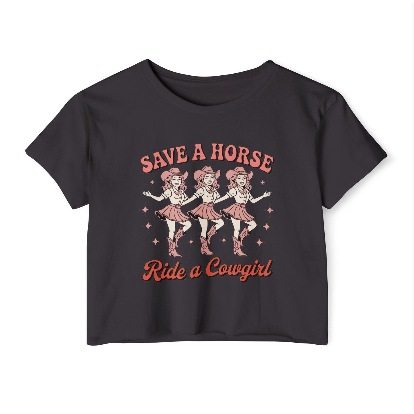 Cowgirl Crop Top For Women, Western Gifts For Her, Rodeo T-Shirt Croptop Casual Summer TShirt Merch, Save a Horse Ride A Cowgirl