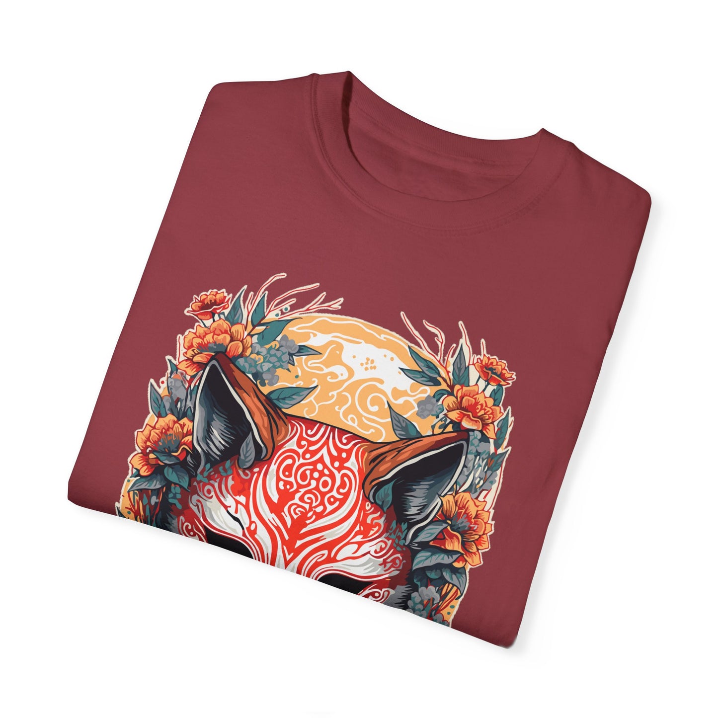 Japanese Kitsune Mask Comfort Colors Tshirt | Mens T-Shirt Graphic Tees Men Shirt Casual | Comfy Loose Fit Summer Clothes | Cotton Street Wear Clothing College Fashion