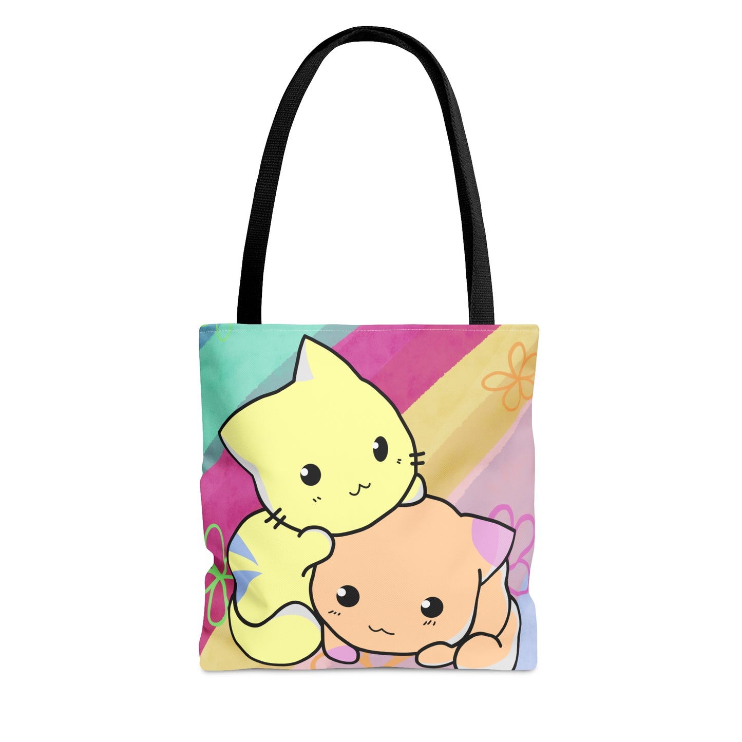 2 Cats Tote Bag - Rainbow Pattern Design For Women