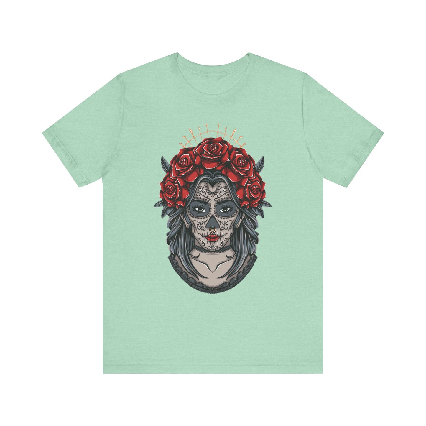 Sugar Skull T-Shirt, Gothic Graphic Tee for Teens, Unisex Tshirt Aesthetic Gifts For Him, Day Of The Dead Shirt Design