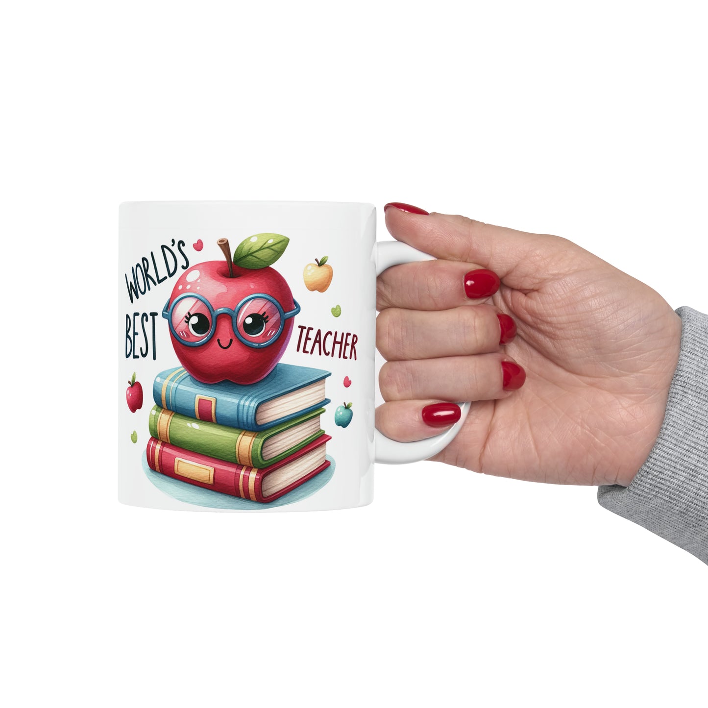 Teacher Coffee Mug | Apple Ceramic Mug 11oz | Cute Gift For Book Lovers