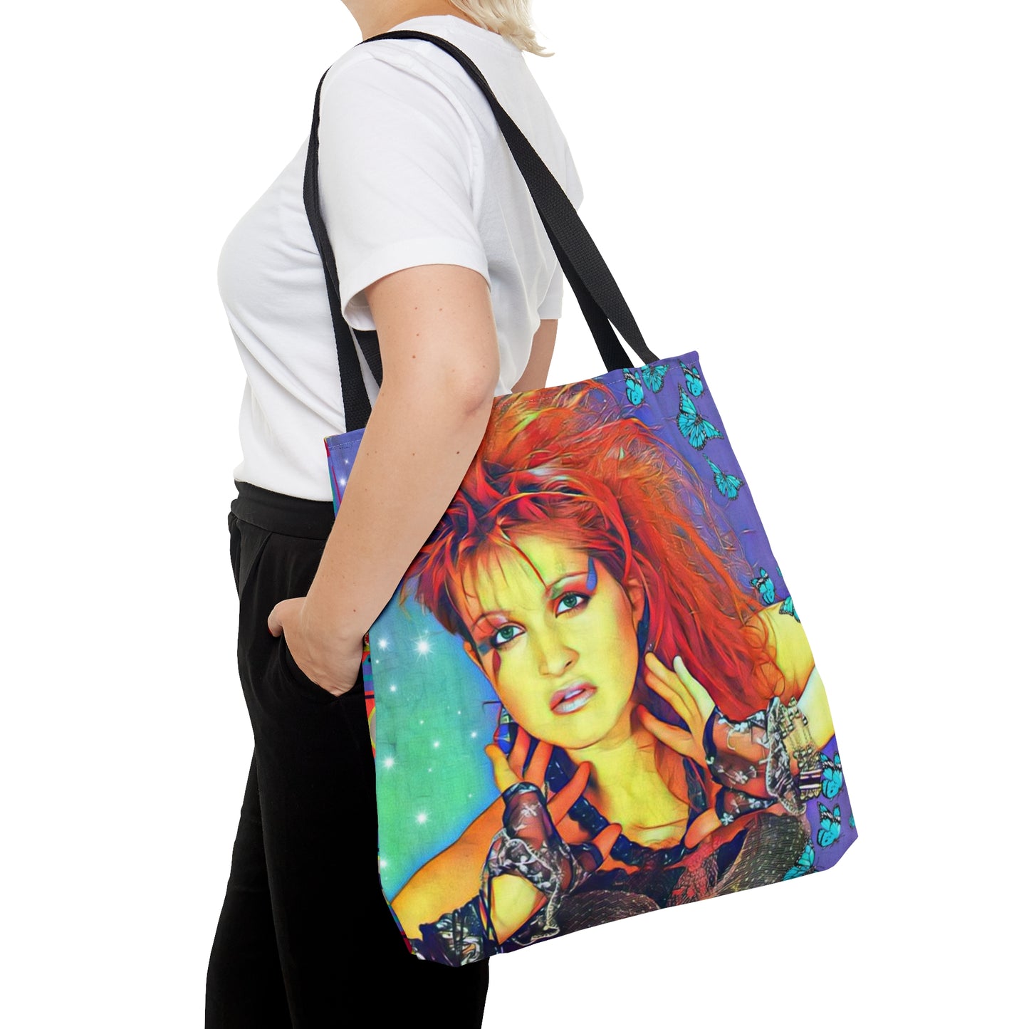 80s Style Pop Icon Tote Bag - Neon Cassette Tapes Design For Women