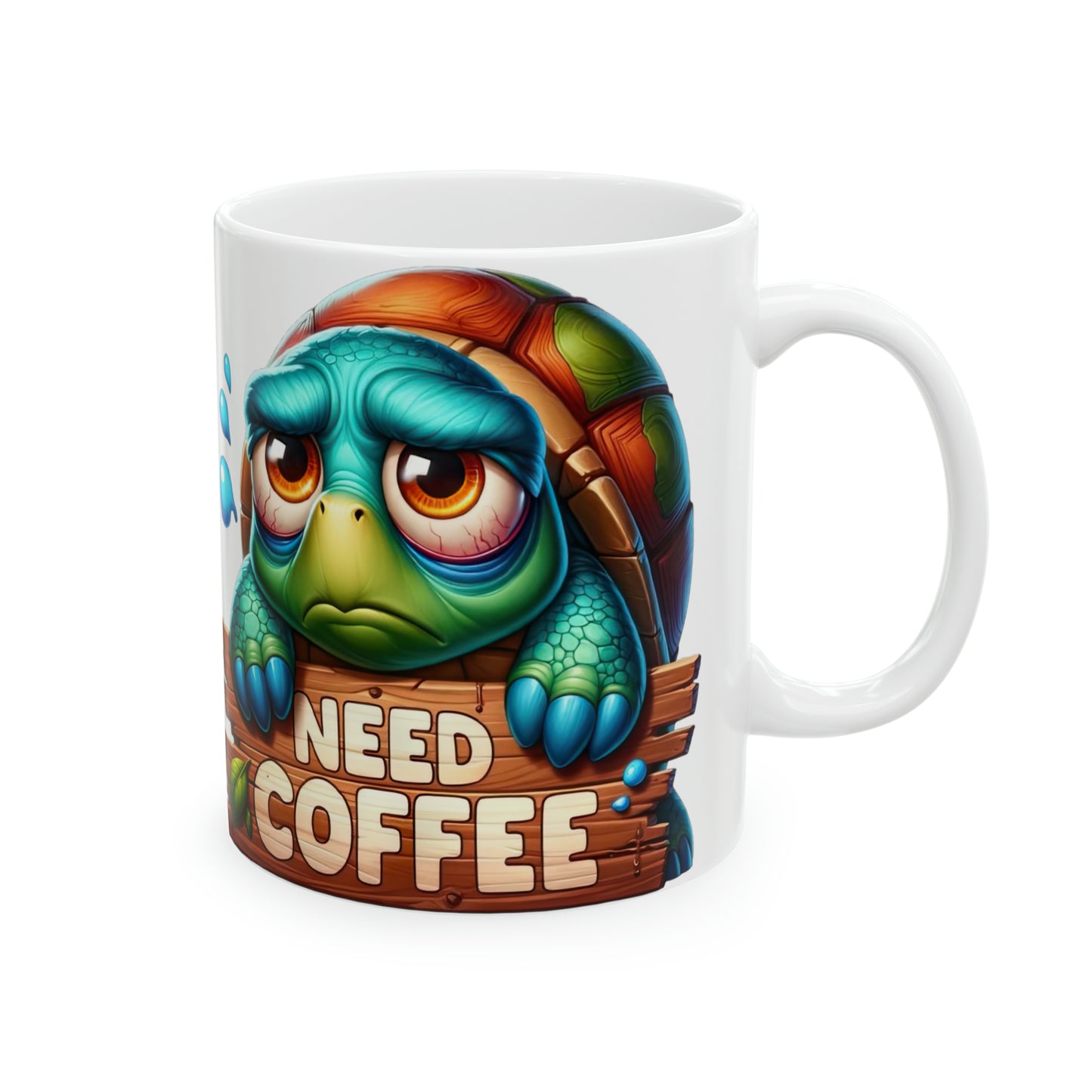 Turtle Coffee Mug, Custom Ceramic Mug 11oz, Coworker wGifts For Coffee Lovers, Funny Gift For Animal Lovers, Need Coffee