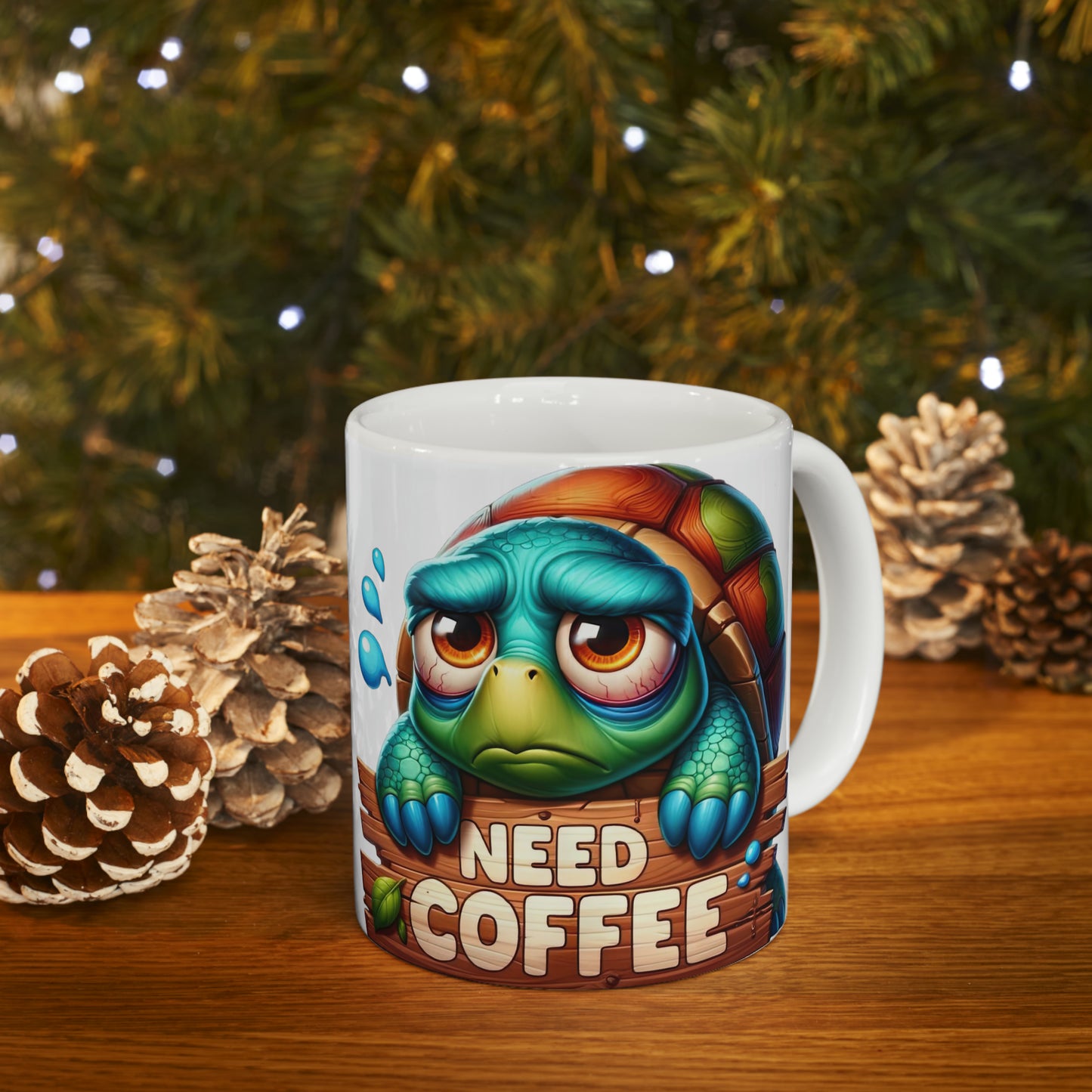 Turtle Coffee Mug, Custom Ceramic Mug 11oz, Coworker wGifts For Coffee Lovers, Funny Gift For Animal Lovers, Need Coffee