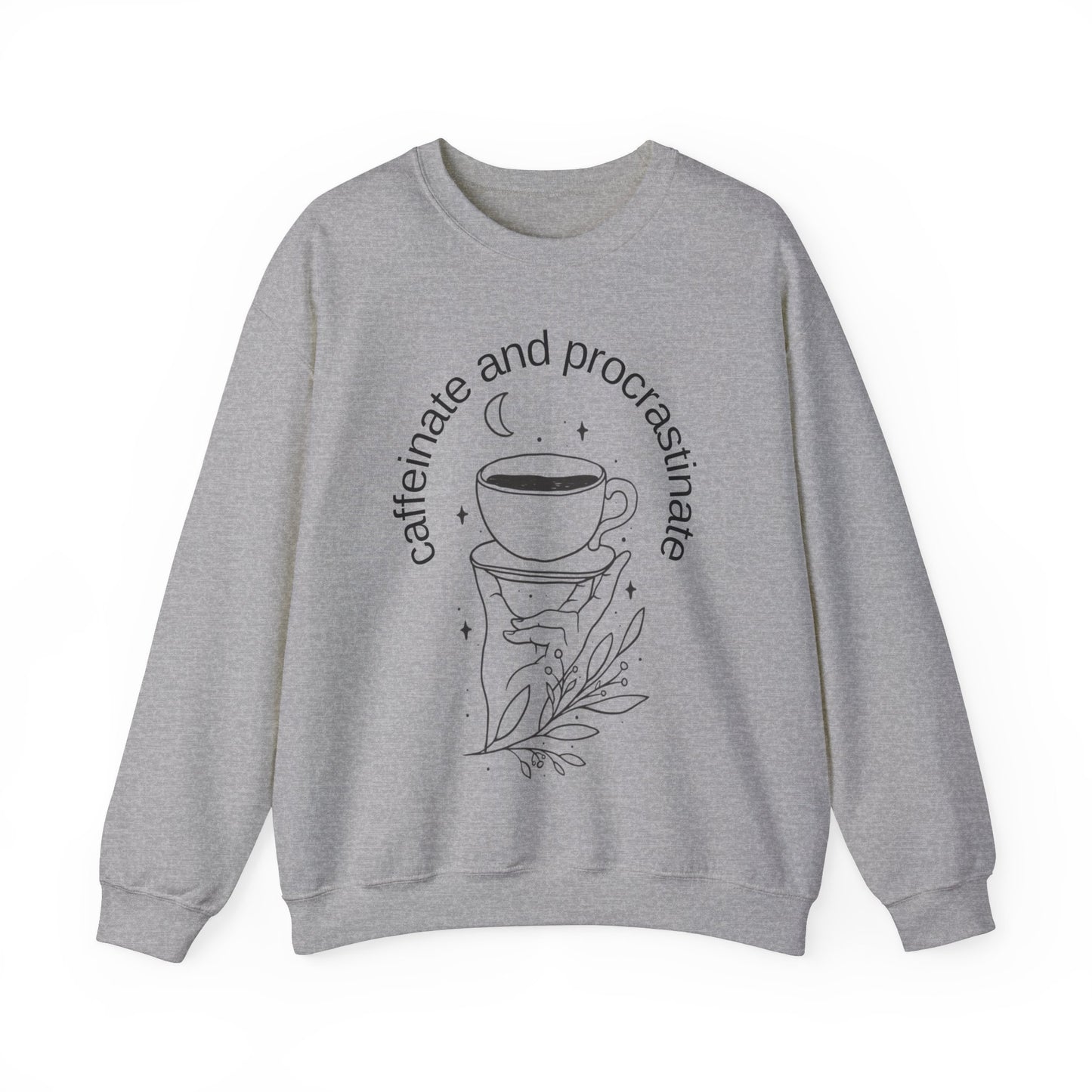 Coffee Sweatshirt Boho Graphic Pullover Sweater | Funny Gifts For Mom Gift For Teachers | Caffeinate And Procrastinate