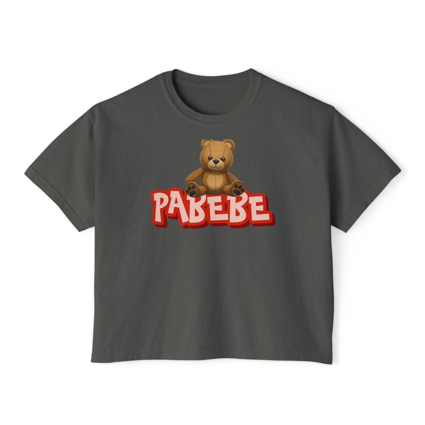 Pabebe Graphic Tee, Boxy Croptop, Pinoy Shirt, Casual Crop Top, Filipino Gift for Her, Comfort Colors Tshirt Brown Teddy Bear
