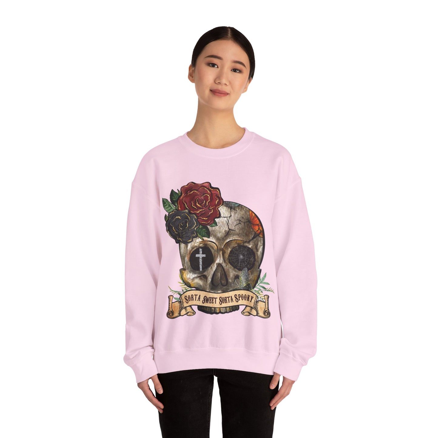 Goth Sweatshirt Skull Graphic Pullover Sweater | Gothic Gifts For Teens Halloween Outfit | Sorta Sweet Sorta Spooky