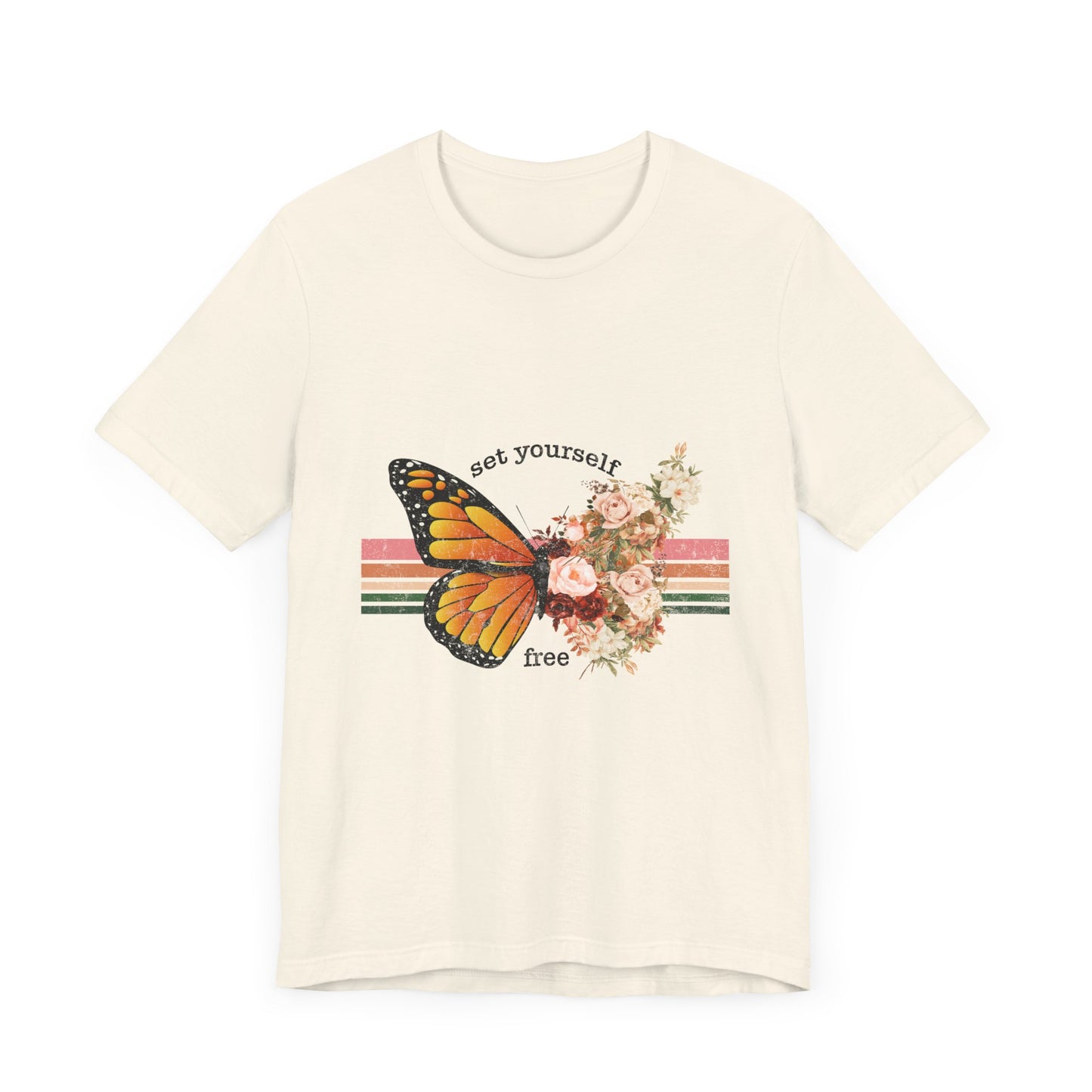 Retro T-Shirt, Butterfly Graphic Tee for Teens, Unisex Tshirt Aesthetic Gifts For Her, Vintage Mantra Shirr Design