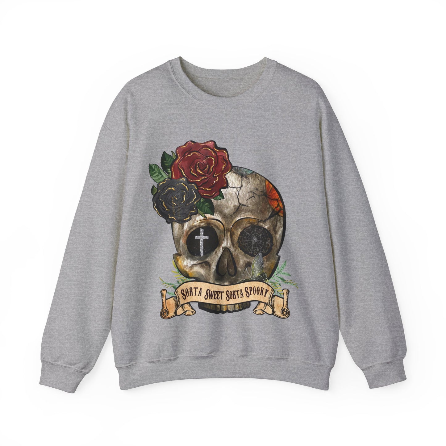 Goth Sweatshirt Skull Graphic Pullover Sweater | Gothic Gifts For Teens Halloween Outfit | Sorta Sweet Sorta Spooky