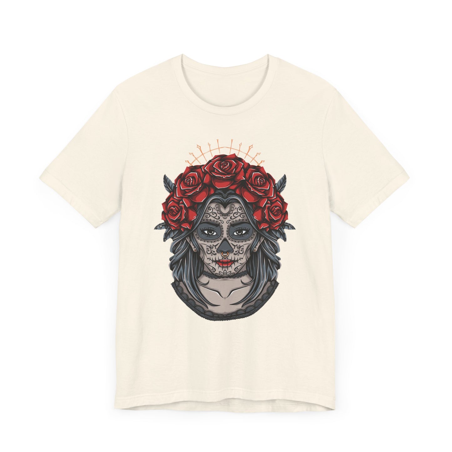Sugar Skull T-Shirt, Gothic Graphic Tee for Teens, Unisex Tshirt Aesthetic Gifts For Him, Day Of The Dead Shirt Design