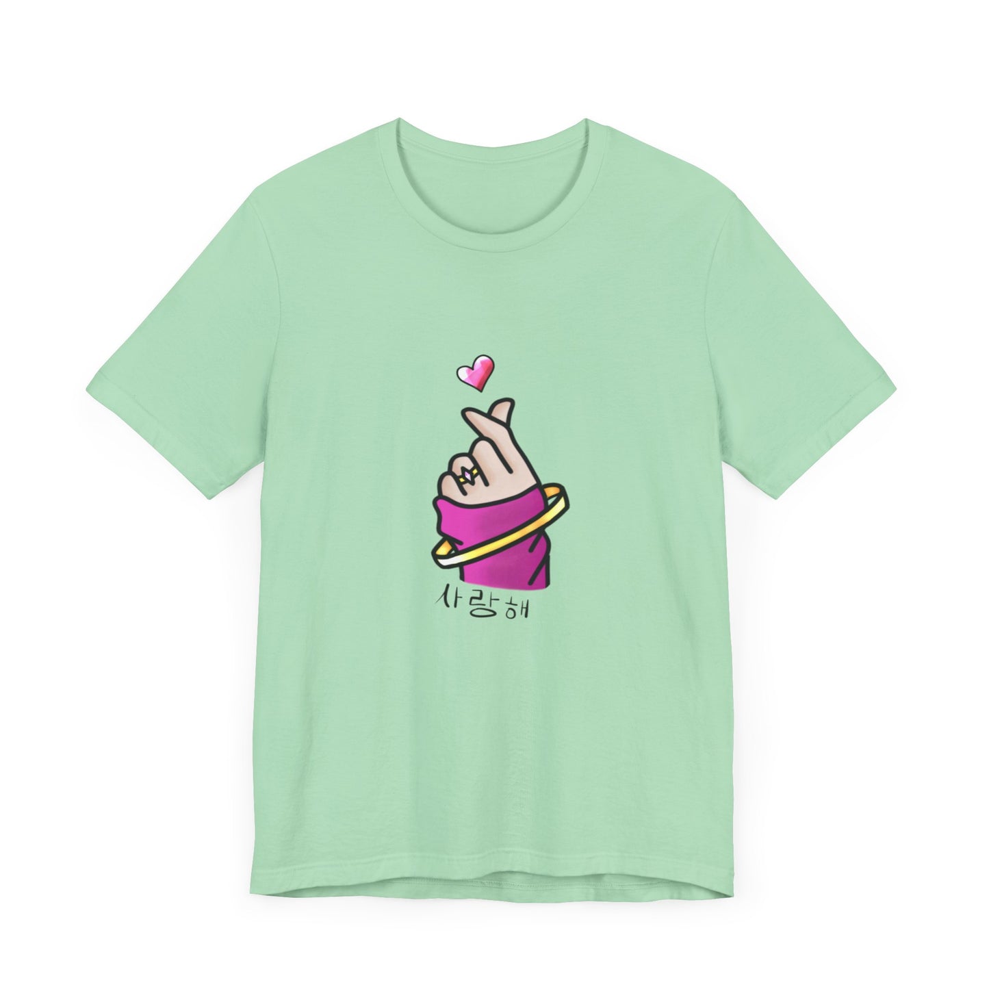 Cute T-Shirt, Finger Heart Unisex Graphic Tee - Korean K-Pop Design