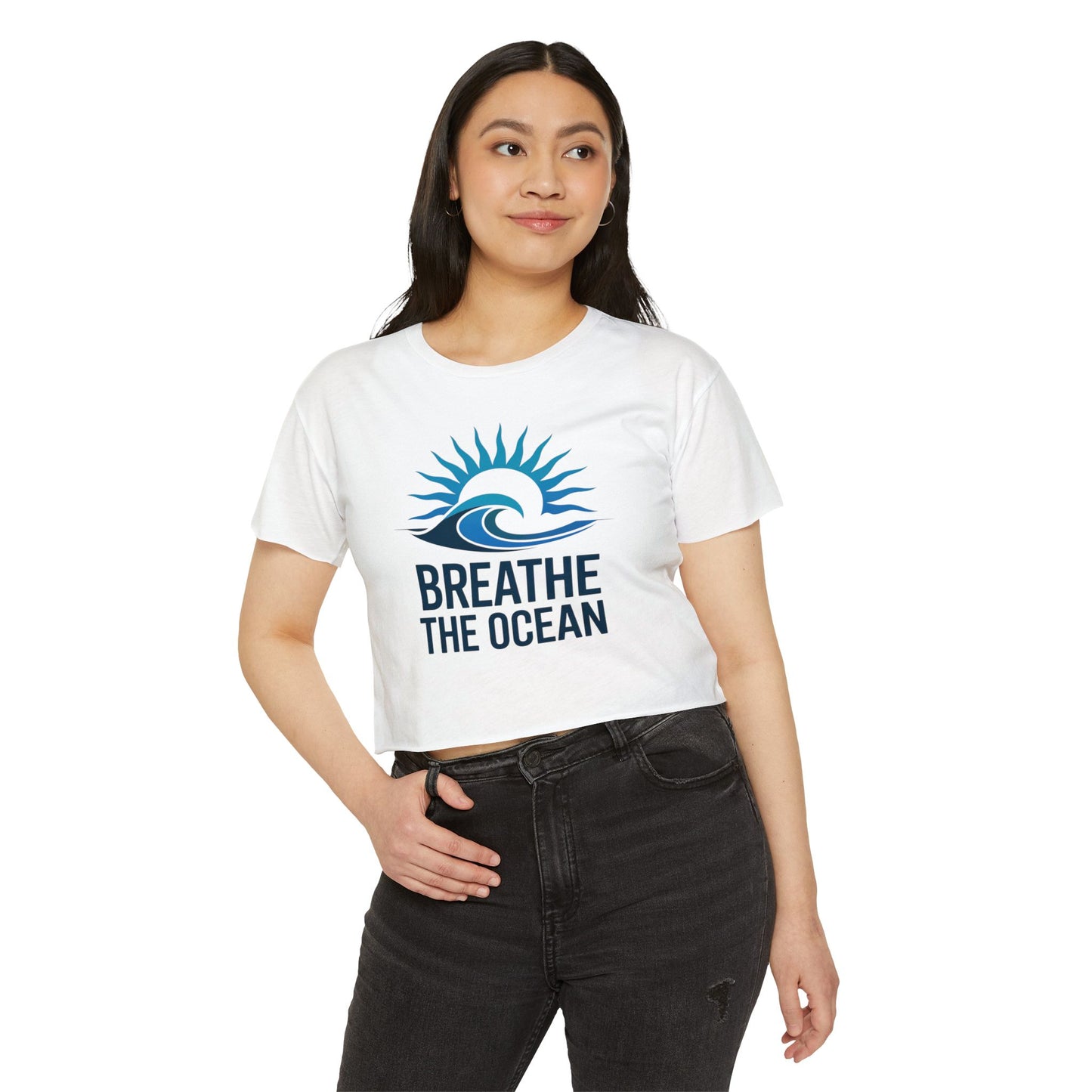 Summer Crop Top For Women, Beach Gifts For Her, Travel T-Shirt Croptop TShirt Merch, Breathe The Ocean