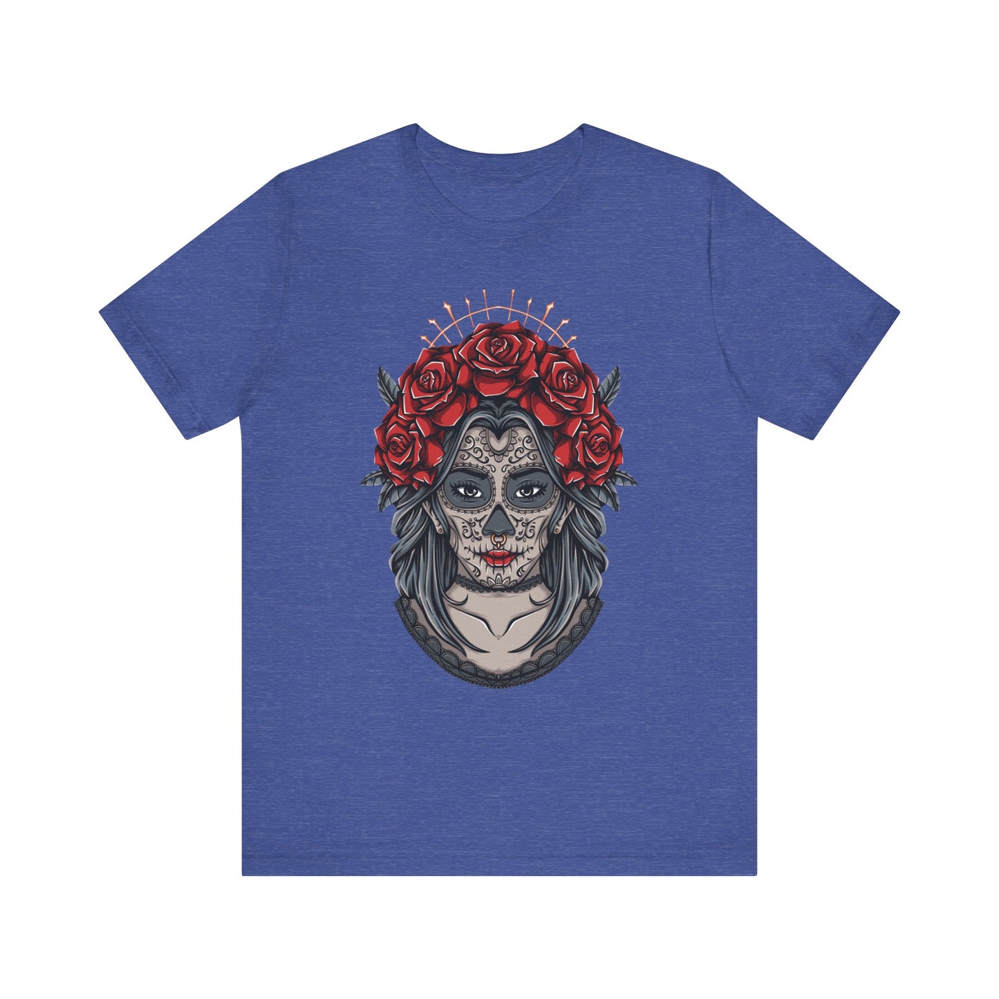Sugar Skull T-Shirt, Gothic Graphic Tee for Teens, Unisex Tshirt Aesthetic Gifts For Him, Day Of The Dead Shirt Design