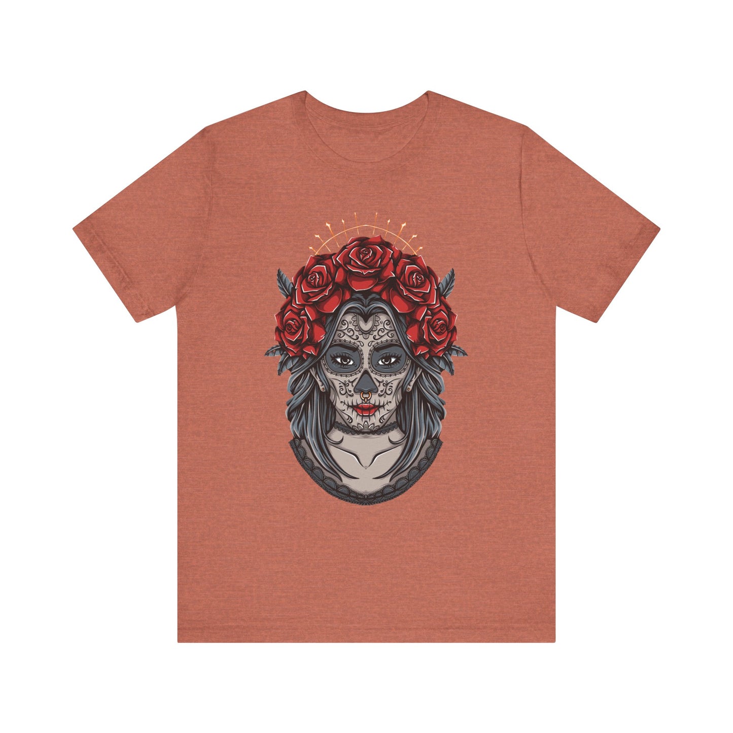 Sugar Skull T-Shirt, Gothic Graphic Tee for Teens, Unisex Tshirt Aesthetic Gifts For Him, Day Of The Dead Shirt Design
