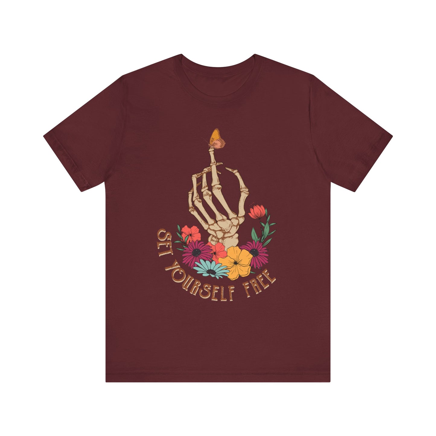 Retro T-Shirt, Skeleton Graphic Tee for Teens, Unisex Tshirt Aesthetic Gifts For Her, Motivational Quote Mantra Shirt Design