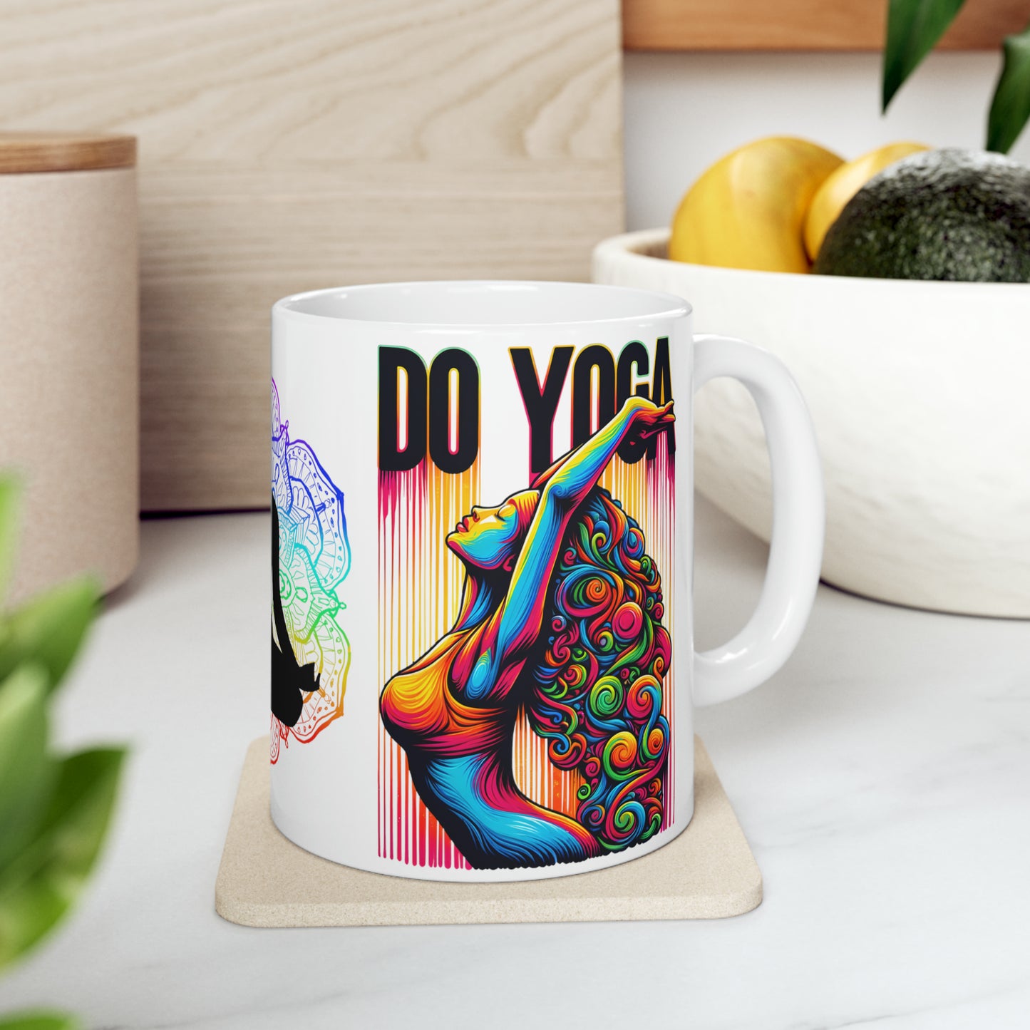 Yoga Coffee Mug, Namaste Ceramic Mug 11oz, Meditation Gifts For Her, Chakra Gift For Mom