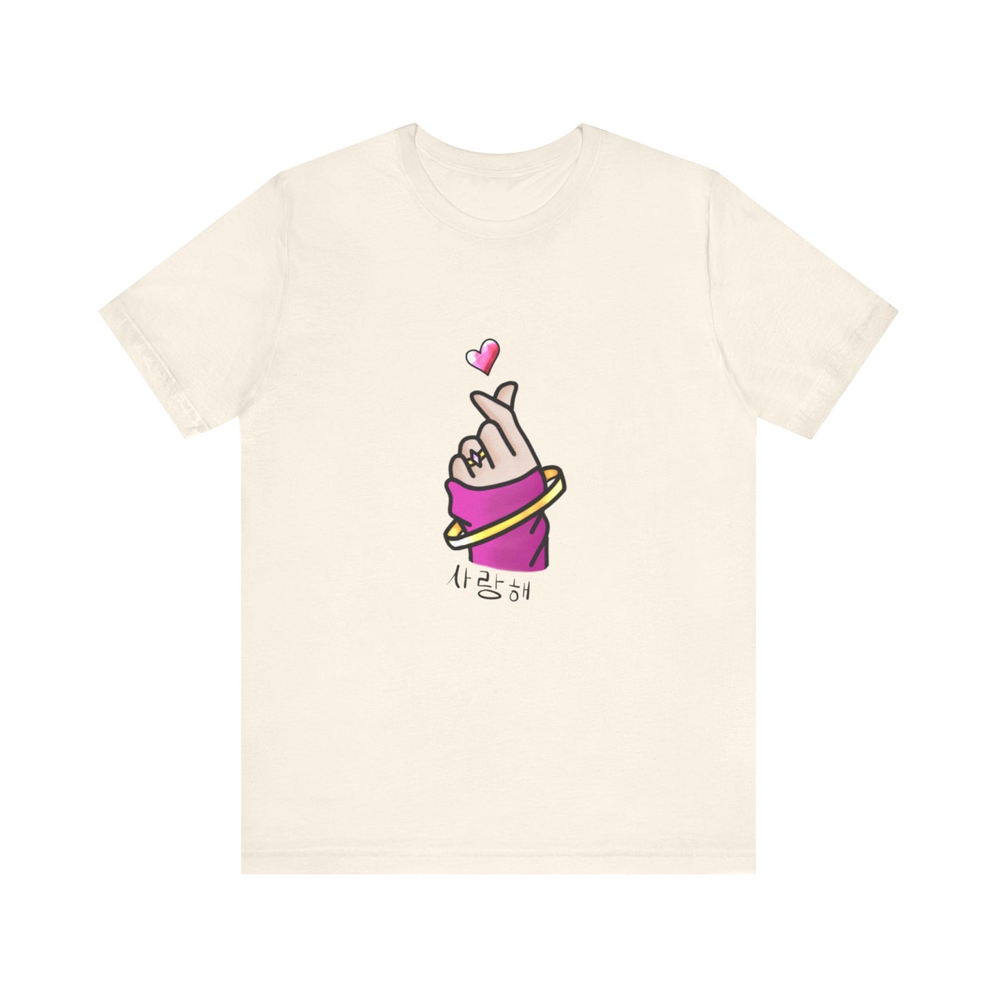 Cute T-Shirt, Finger Heart Unisex Graphic Tee - Korean K-Pop Design