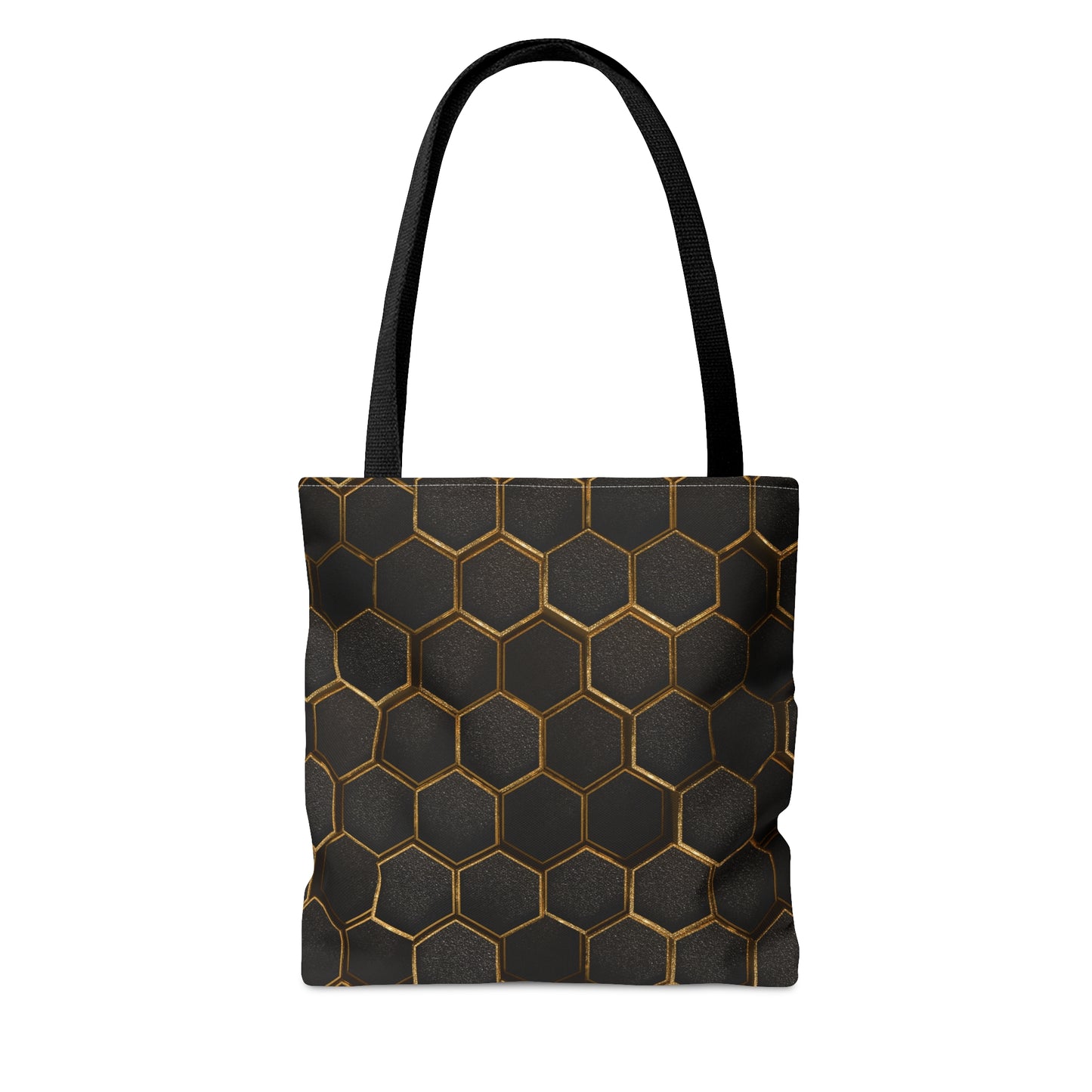80s Rock Band Tote Bag - Gold Honeycomb In Black Design For Women