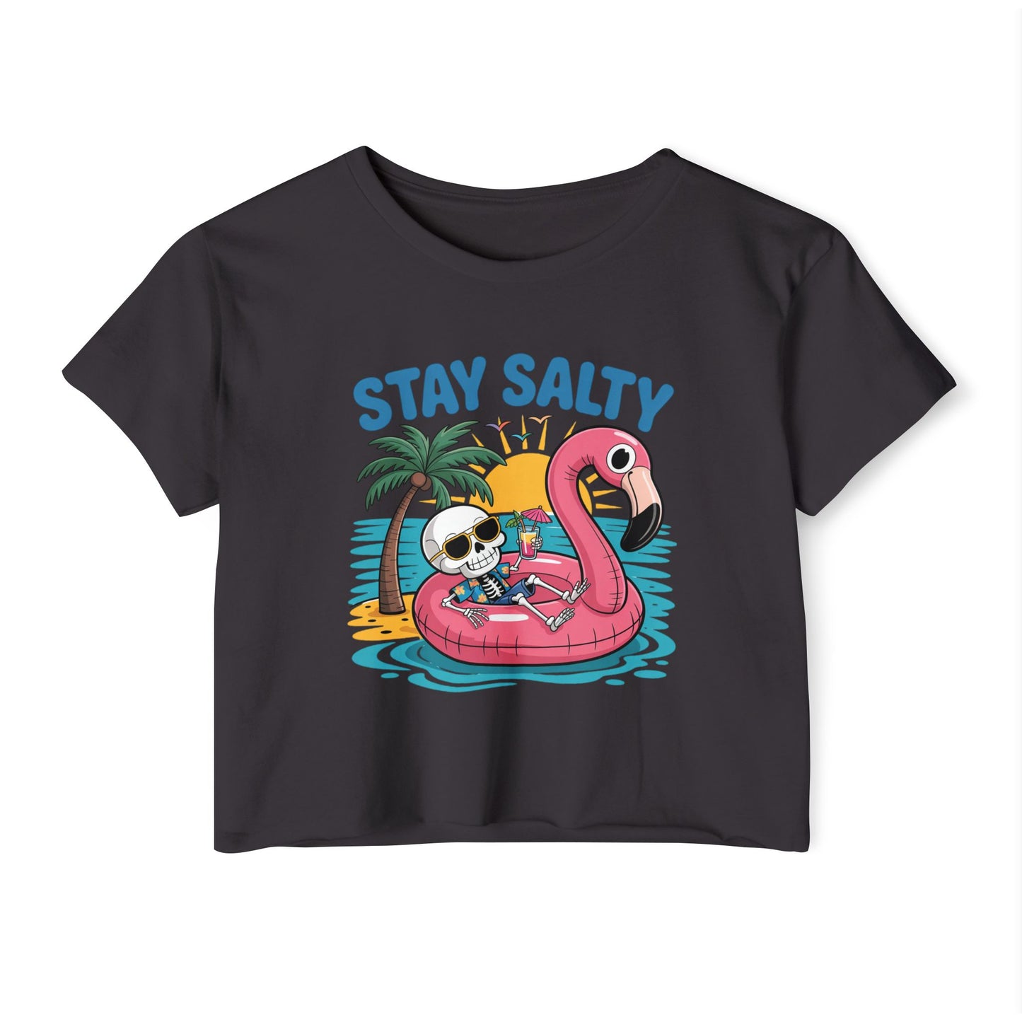 Skeleton Crop Top For Women, Beach Gifts For Her, Pool T-Shirt Croptop Casual Summer TShirt Merch, Save a Horse Ride A Cowgirl