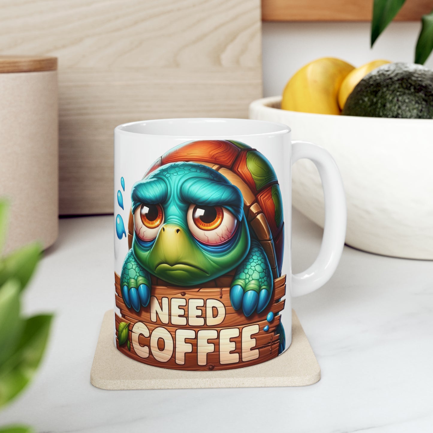Turtle Coffee Mug, Custom Ceramic Mug 11oz, Coworker wGifts For Coffee Lovers, Funny Gift For Animal Lovers, Need Coffee