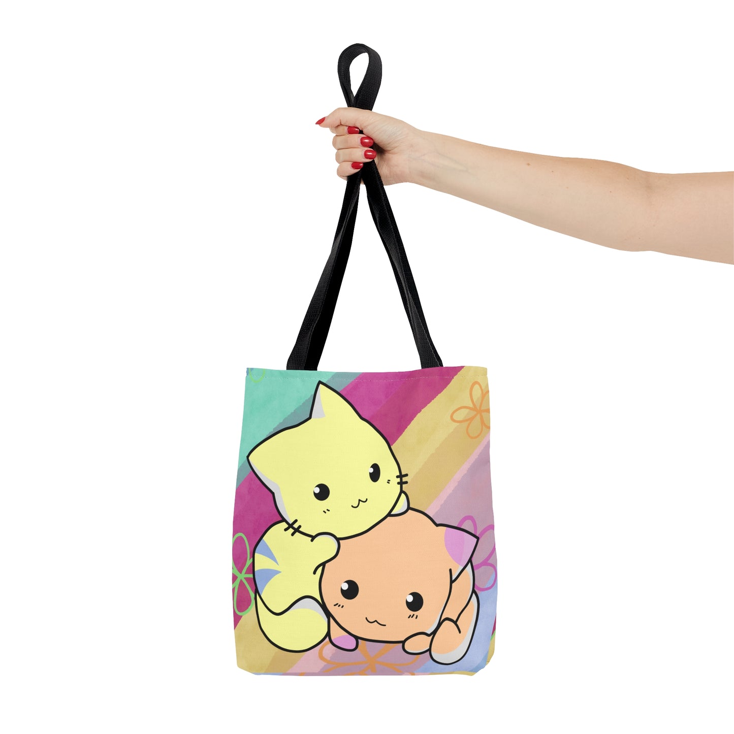 2 Cats Tote Bag - Rainbow Pattern Design For Women
