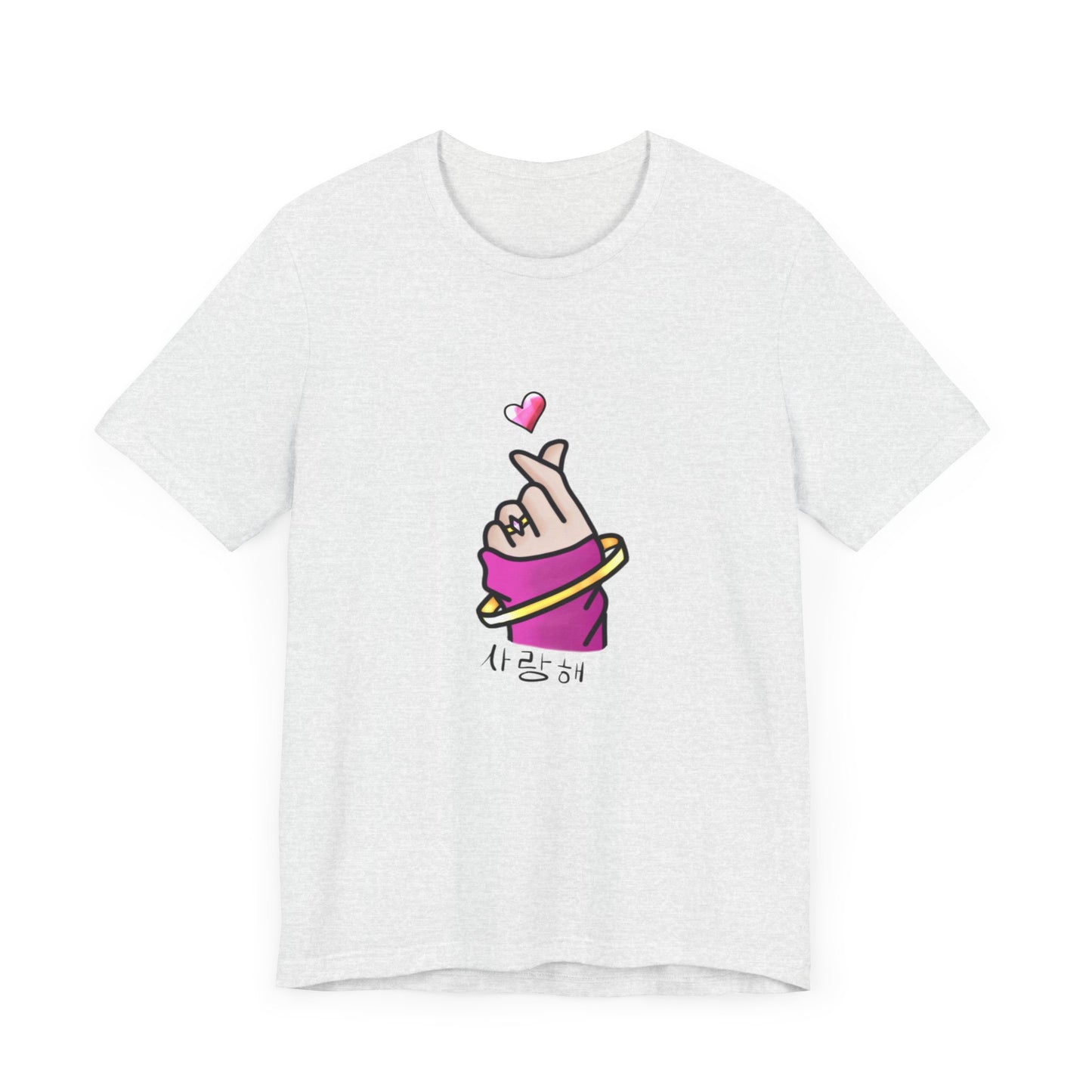 Cute T-Shirt, Finger Heart Unisex Graphic Tee - Korean K-Pop Design