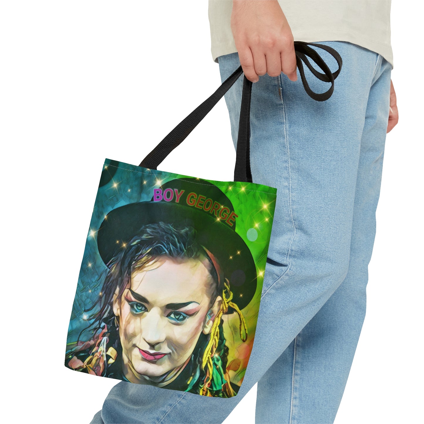 80s Style Pop Icon Retro Tote Bag - Cassette Tapes Pattern in Neon Colors Design For Women