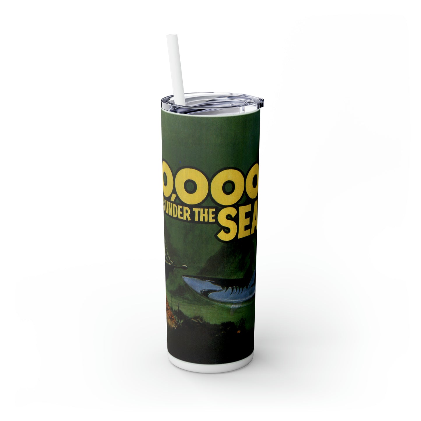 20,000 Leagues Under The Sea Skinny Tumbler 20 oz, Hollywood Movie Gift For Dad, Outdoors Stainless Steel Drinkware With Straw And Lid, Useful Gift For Sci Fi Lovers, Travel Accessory For Drinking Hot Cold Drinks