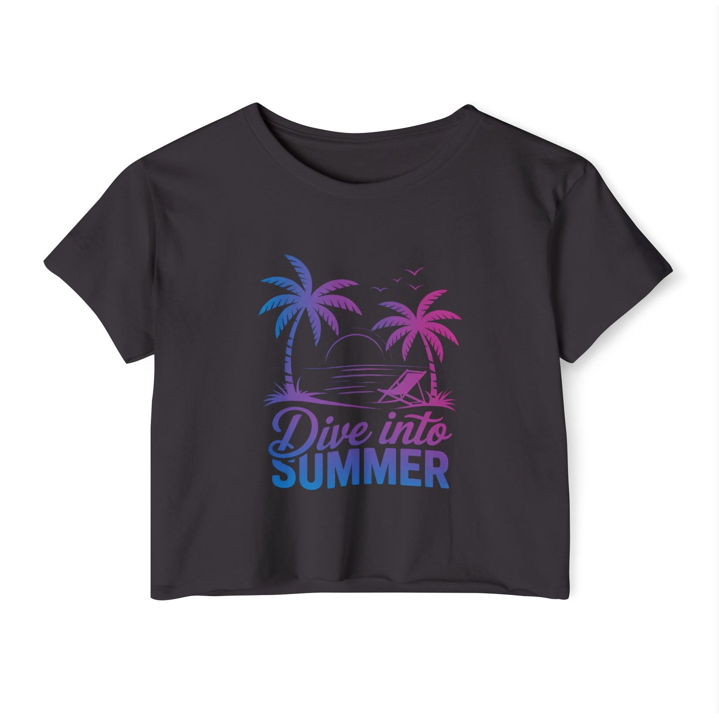 Summer Crop Top For Women, Beach Gifts For Her, Travel T-Shirt Croptop TShirt Merch, Dive Into Summer