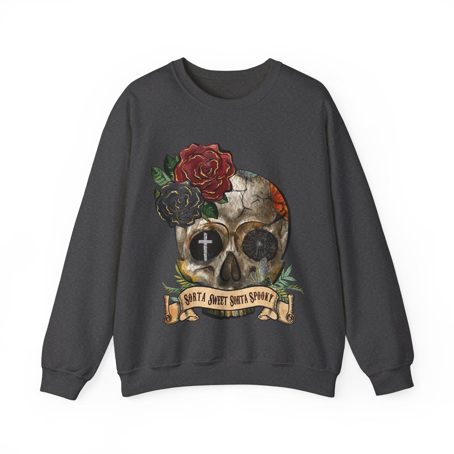 Goth Sweatshirt Skull Graphic Pullover Sweater | Gothic Gifts For Teens Halloween Outfit | Sorta Sweet Sorta Spooky