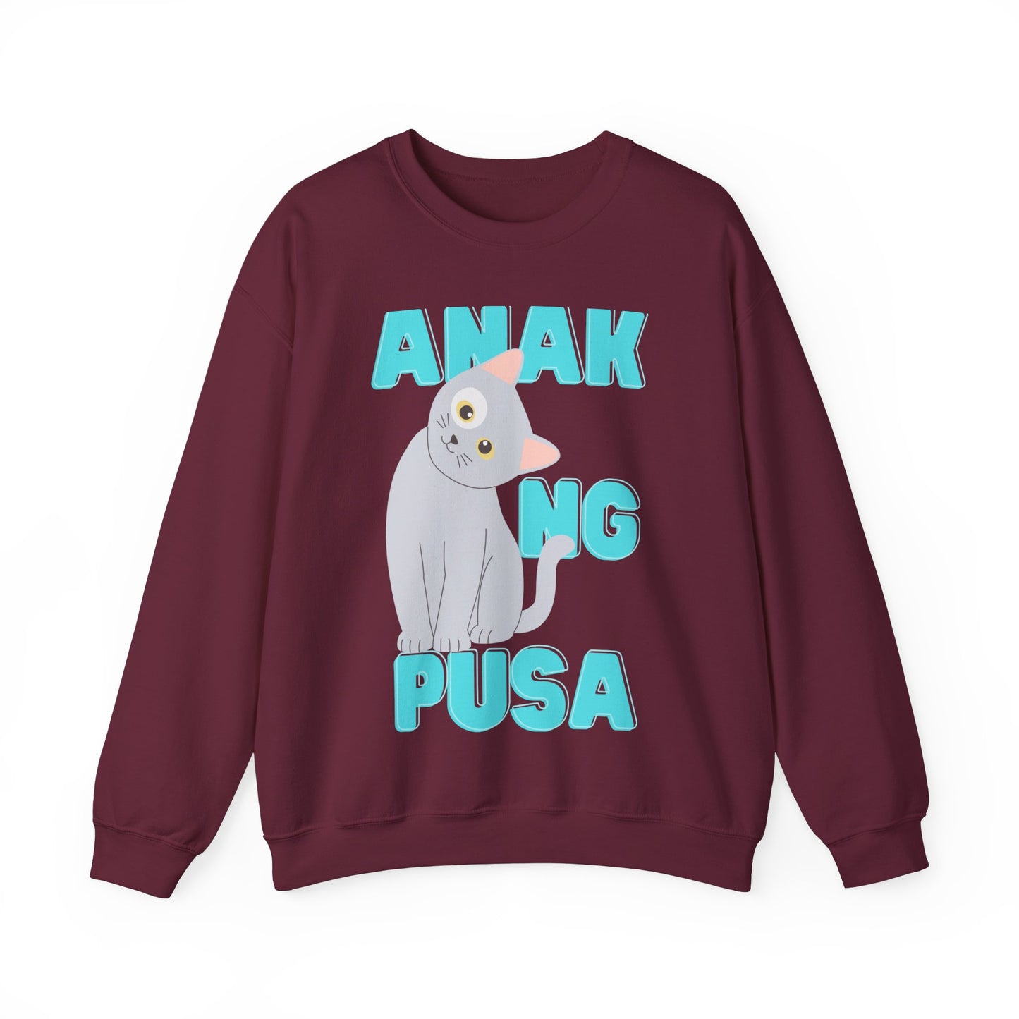 Filipino Sweatshirt Pinoy Graphic Pullover Sweater | Philippine Gifts For Cat Lovers | Tagalog - Anak Ng Pusa