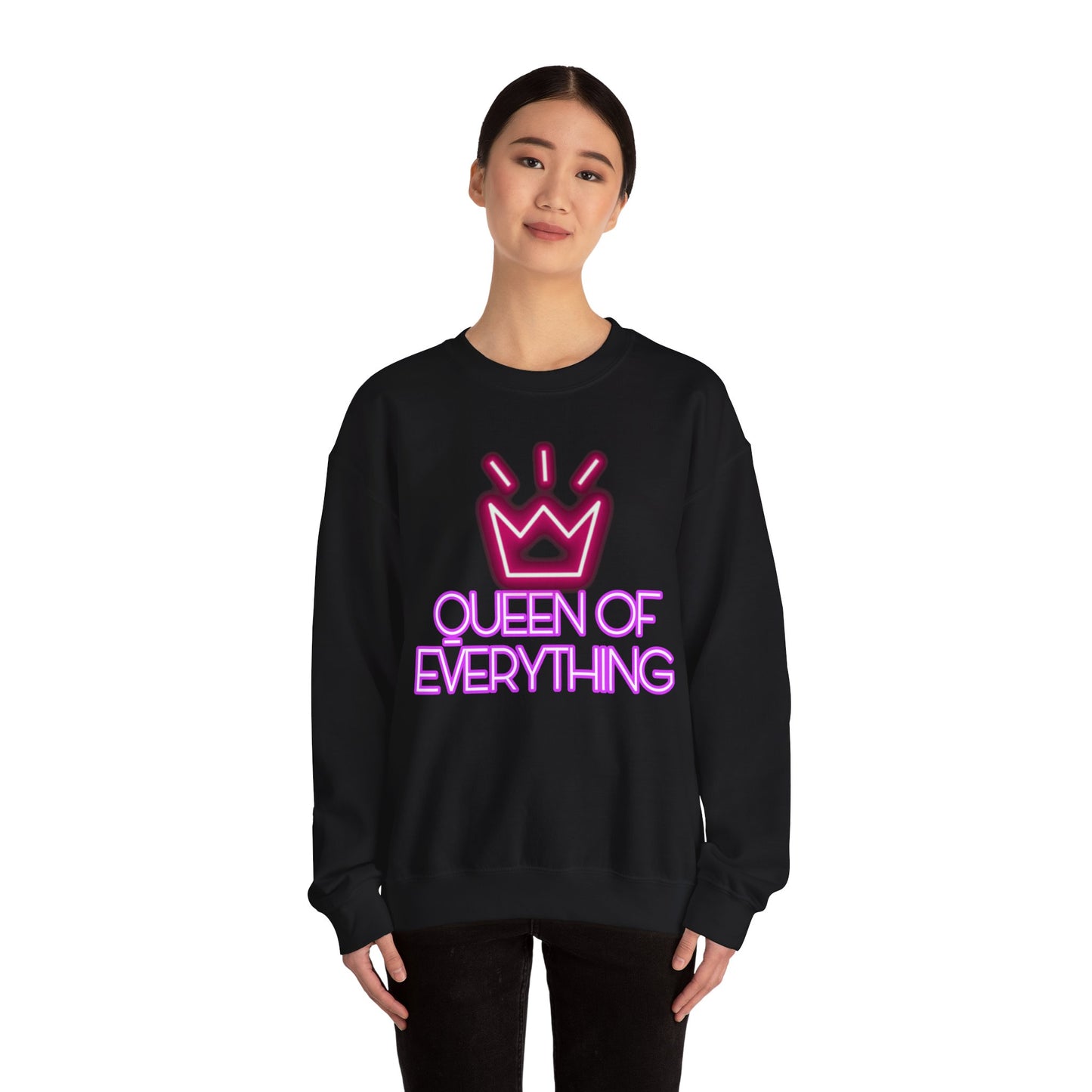 Queen Sweatshirt Neon Graphic Pullover Sweater Empowerment Gifts For Her Minimalist Outfit | Queen Of Everything