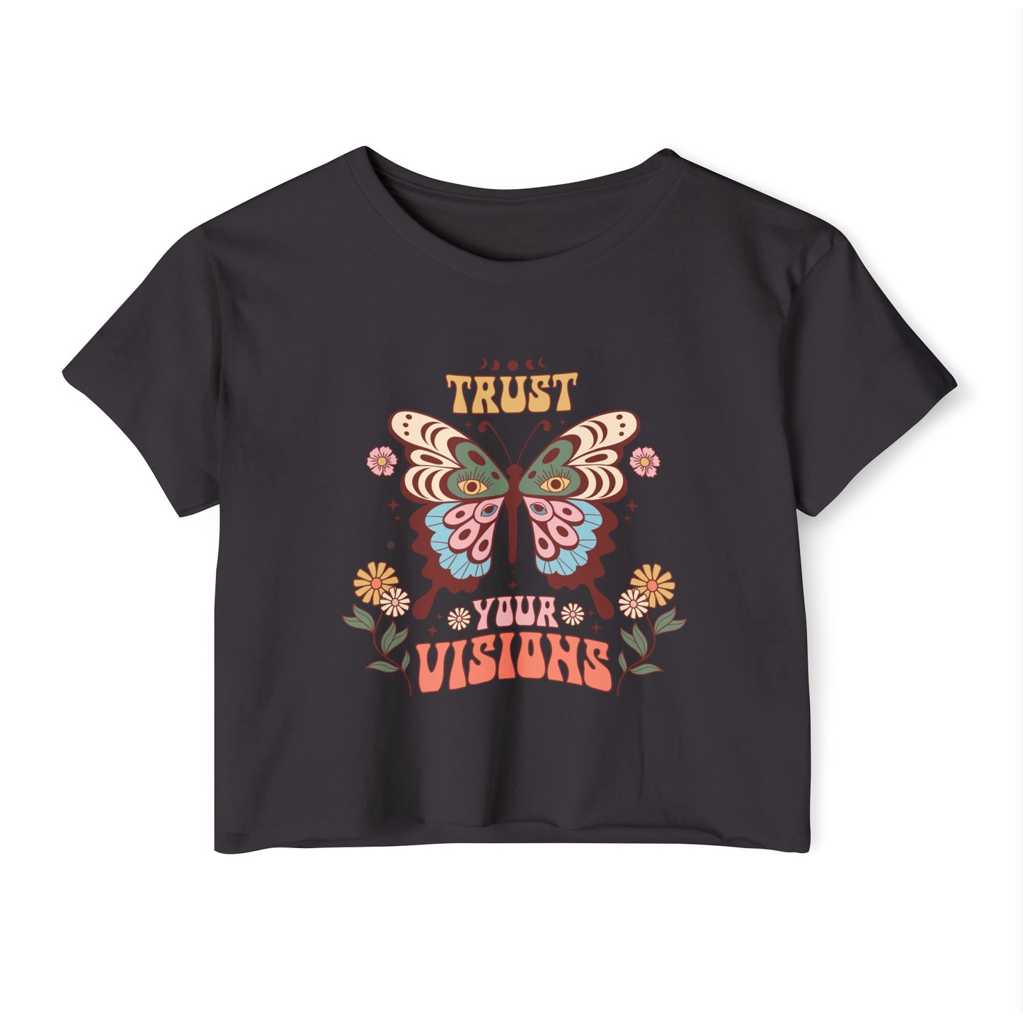 Butterfly Crop Top For Women, Retro Gifts For Her, Boho T-Shirt Croptop Positive TShirt Merch, Stay Sassy