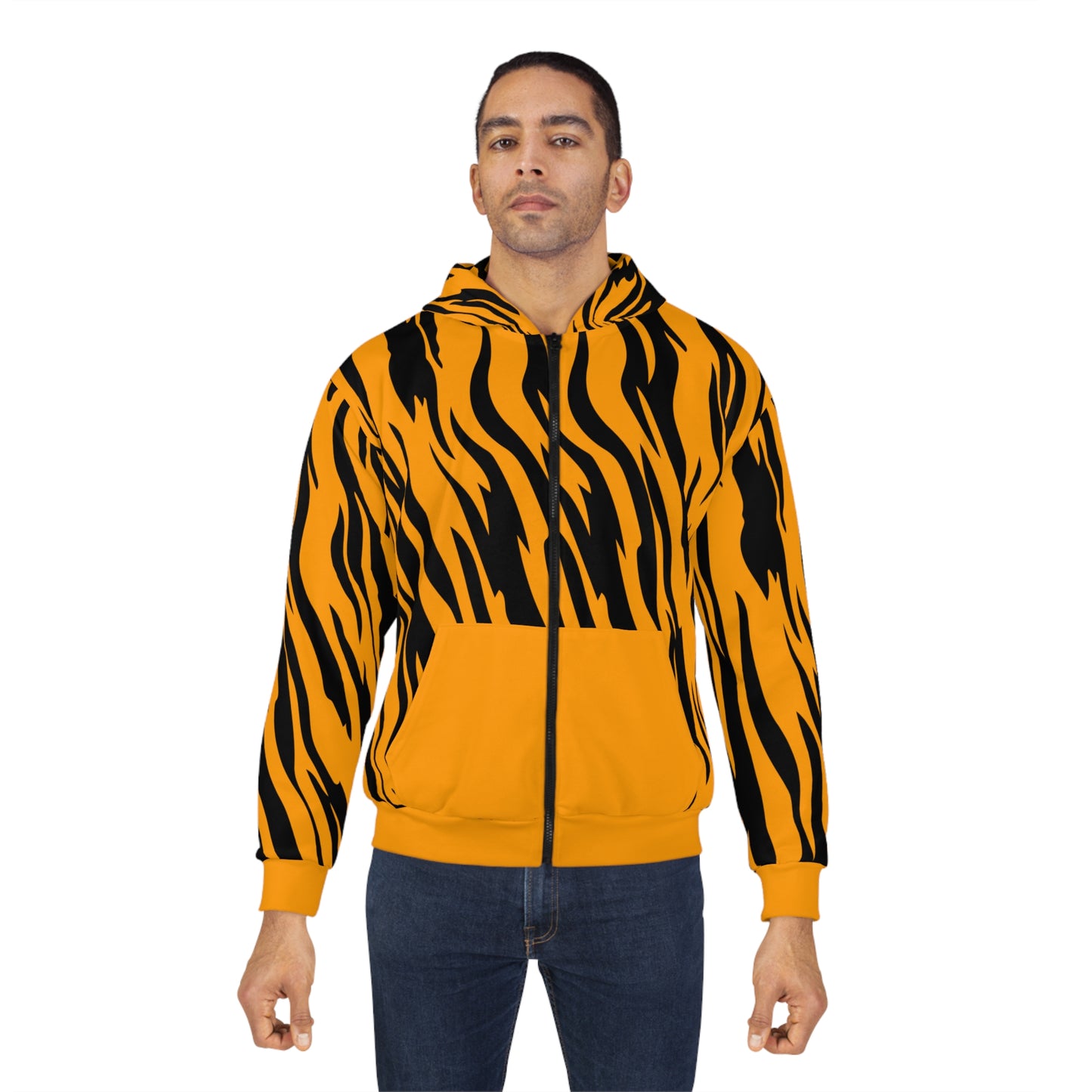 Unisex Zip Hoodie AOP / Queen Tiger Print All Over Print Hoodie / Aesthetic Pullover Zipper Hooded Jacket