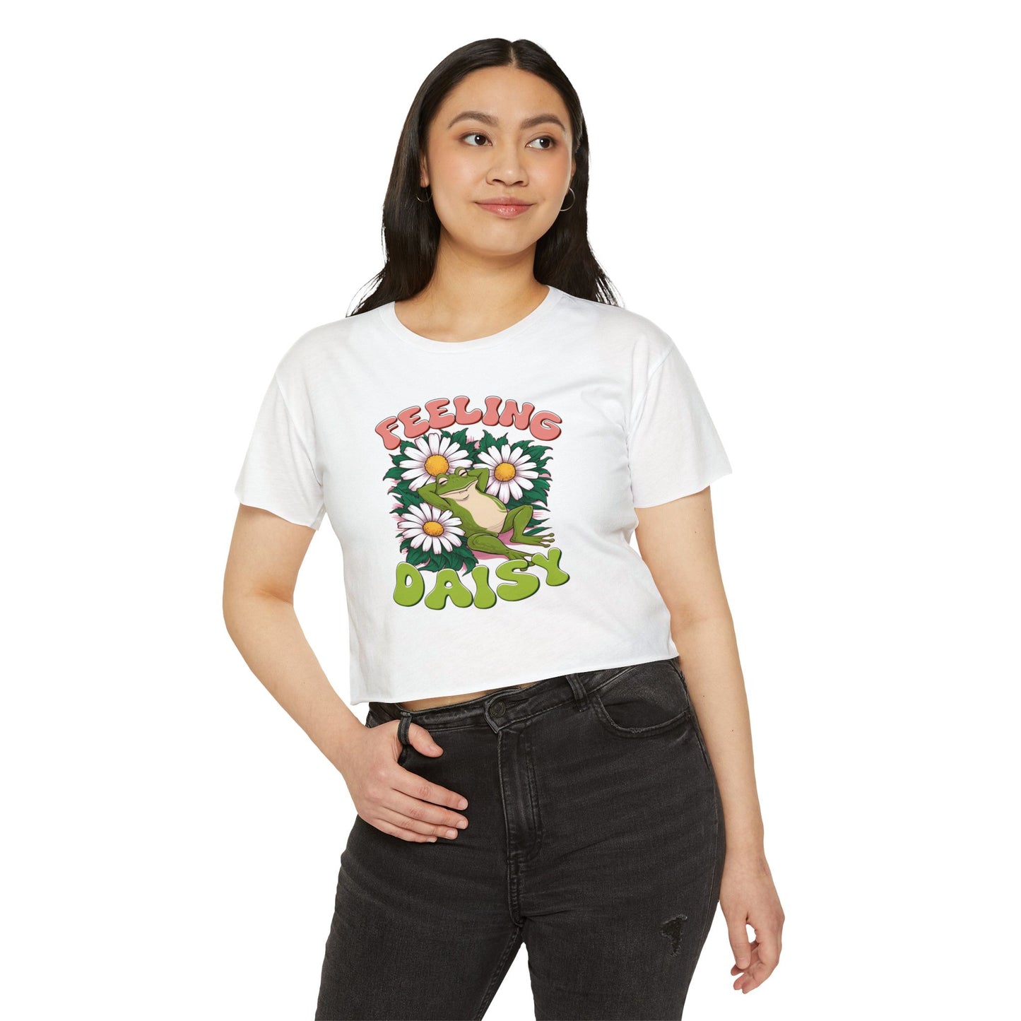 Daisy Crop Top For Women, Retro Gifts For Her, Floral T-Shirt Croptop Garden TShirt Merch, Feeling Daisies