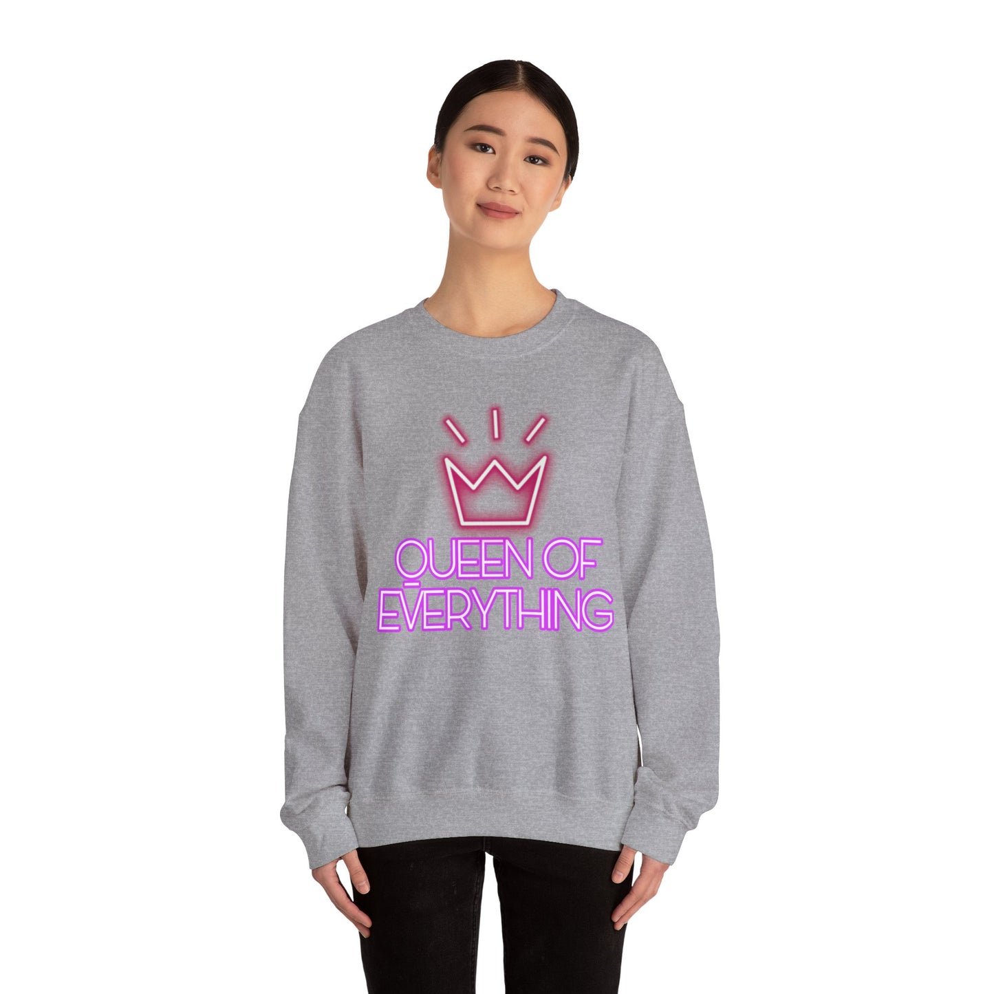 Queen Sweatshirt Neon Graphic Pullover Sweater Empowerment Gifts For Her Minimalist Outfit | Queen Of Everything