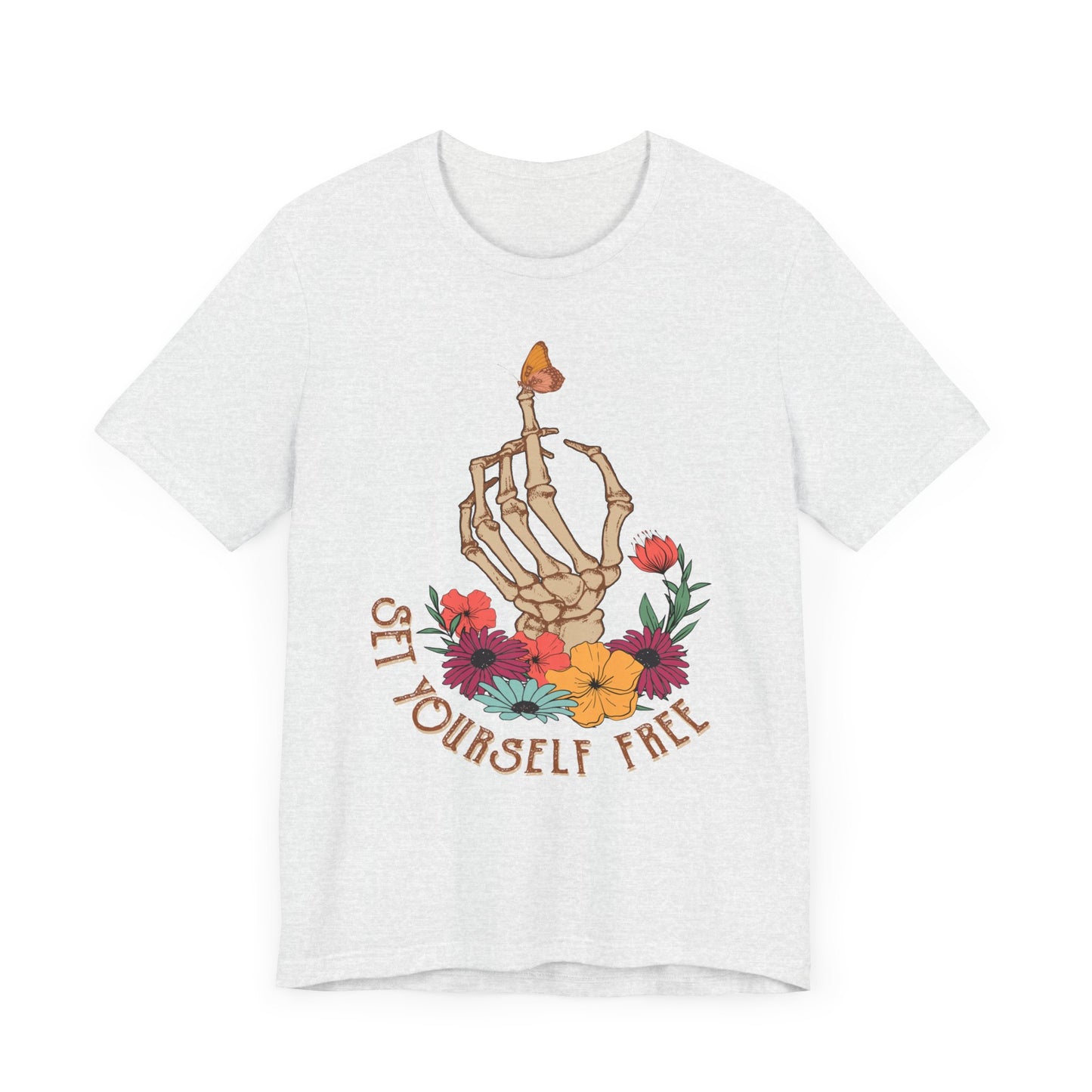 Retro T-Shirt, Skeleton Graphic Tee for Teens, Unisex Tshirt Aesthetic Gifts For Her, Motivational Quote Mantra Shirt Design