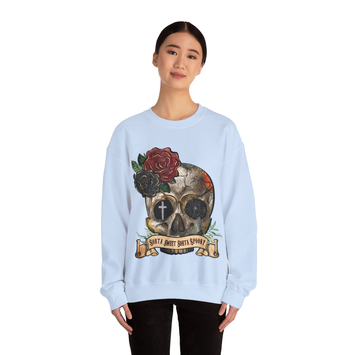 Goth Sweatshirt Skull Graphic Pullover Sweater | Gothic Gifts For Teens Halloween Outfit | Sorta Sweet Sorta Spooky