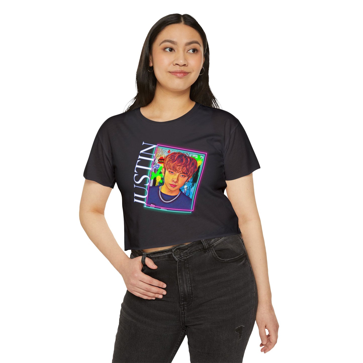 P-Pop SB19 Justin Bias Crop Top, Filipino Gifts For Sisters, Pinoy Pop Concert T-Shirt Croptop TShirt Merch Ppop Rise
