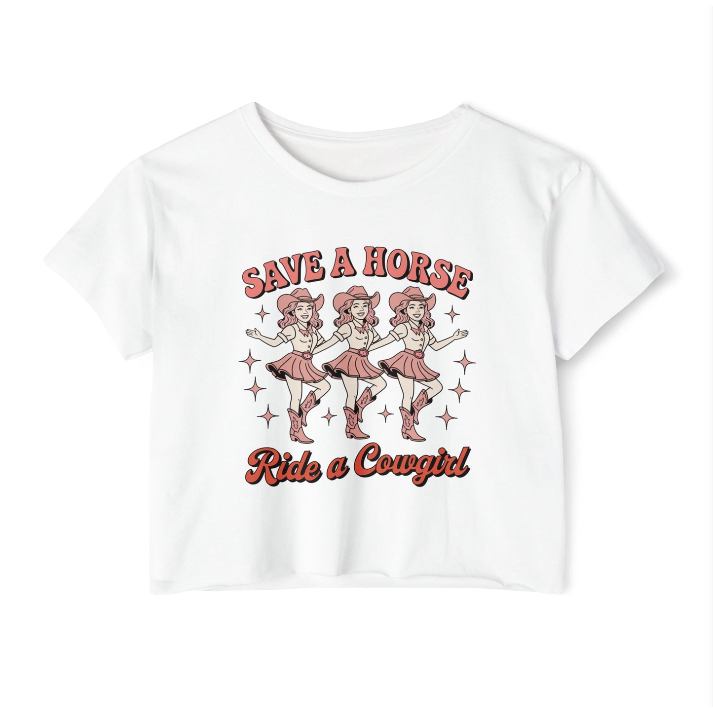 Cowgirl Crop Top For Women, Western Gifts For Her, Rodeo T-Shirt Croptop Casual Summer TShirt Merch, Save a Horse Ride A Cowgirl