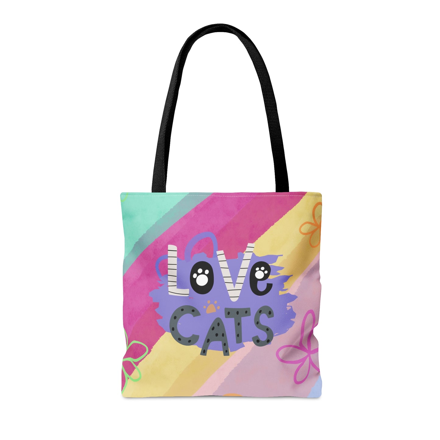2 Cats Tote Bag - Rainbow Pattern Design For Women