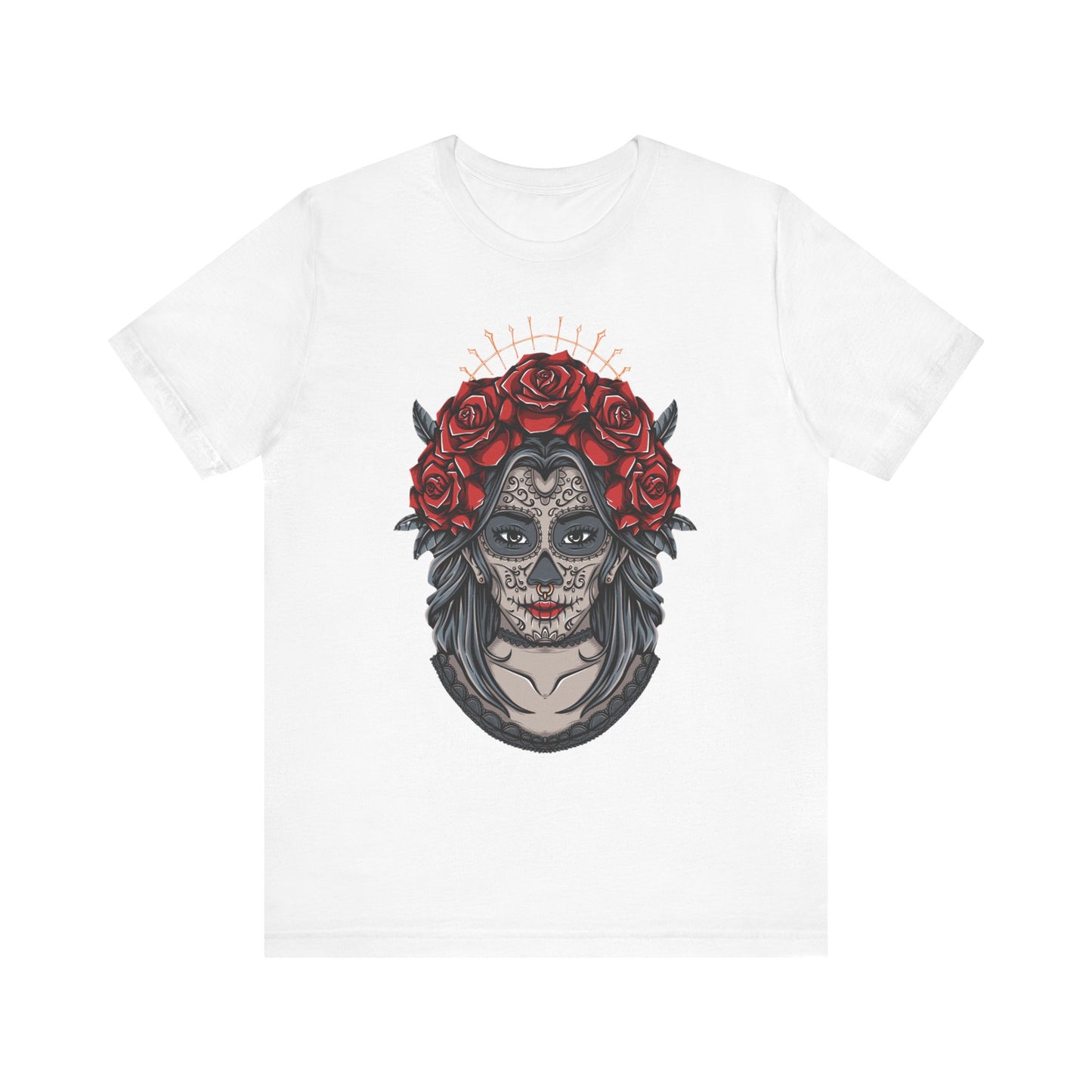 Sugar Skull T-Shirt, Gothic Graphic Tee for Teens, Unisex Tshirt Aesthetic Gifts For Him, Day Of The Dead Shirt Design