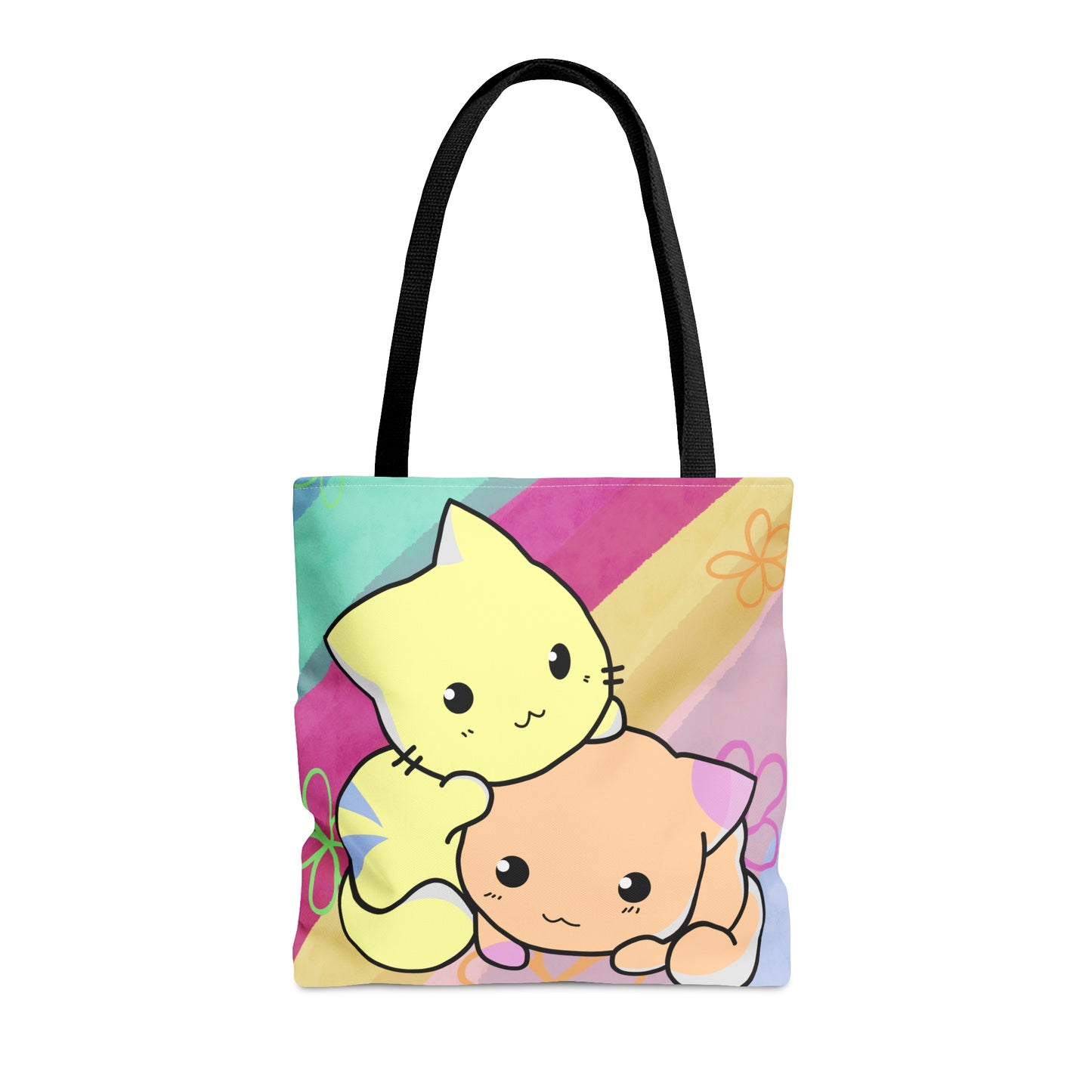 2 Cats Tote Bag - Rainbow Pattern Design For Women