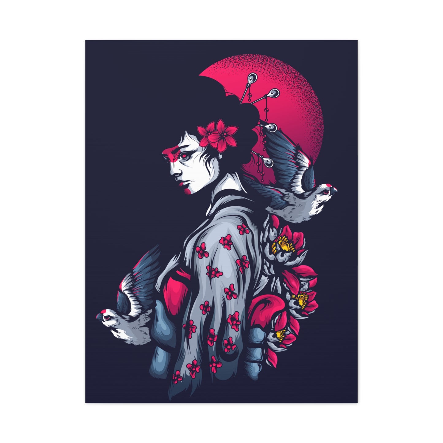 Japanese Art Canvas Gallery Wrap 30x40 Wall Art Japan Art Geisha Woman Portrait